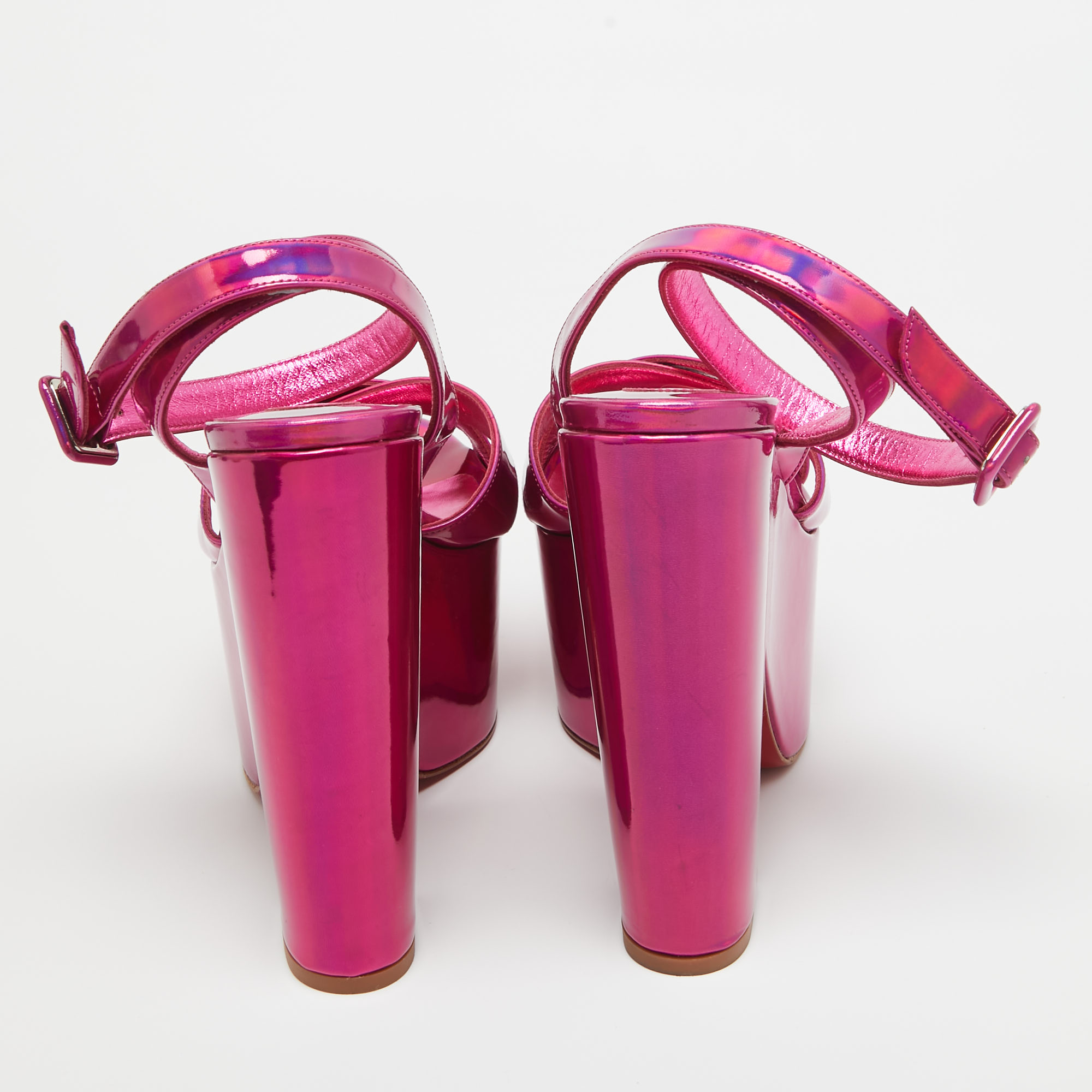 Christian Louboutin Metallic Pink Leather Superyaz Sandals Size 39 