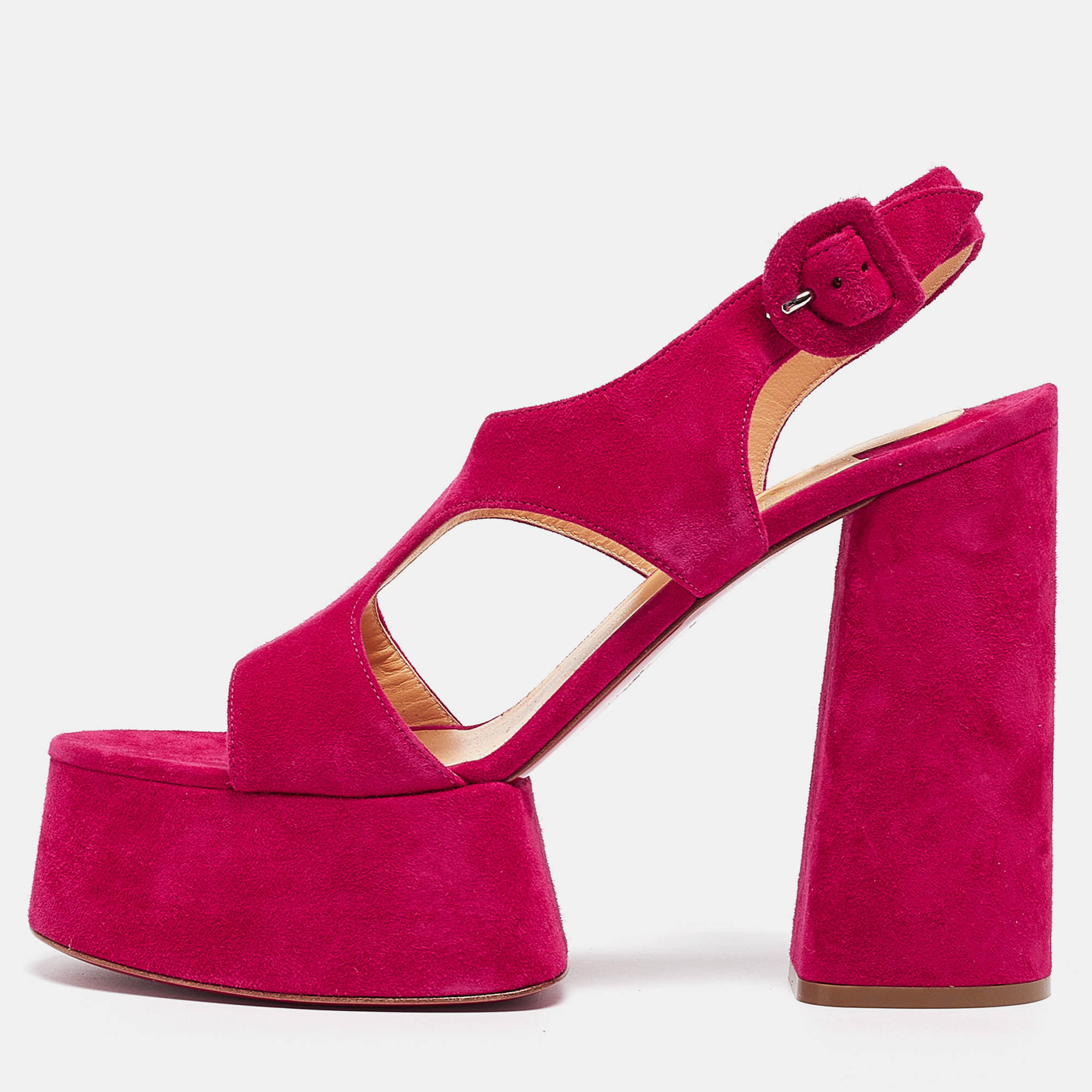 

Christian Louboutin Pink Suede Foolish Sandals Size