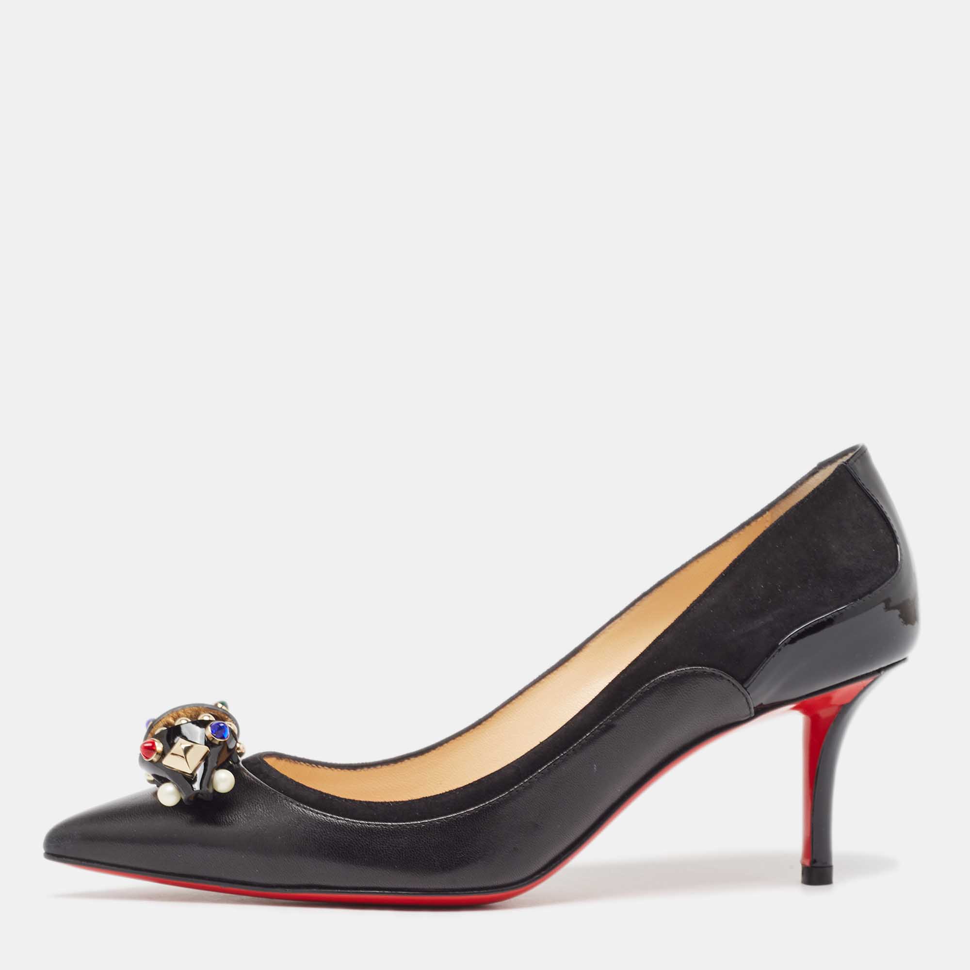 

Christian Louboutin Black Leather and Suede Tudorchic Pumps Size