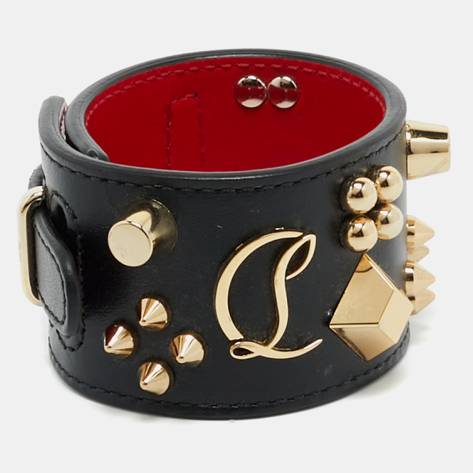 

Christian Louboutin Black Leather Carasky Studded Bracelet