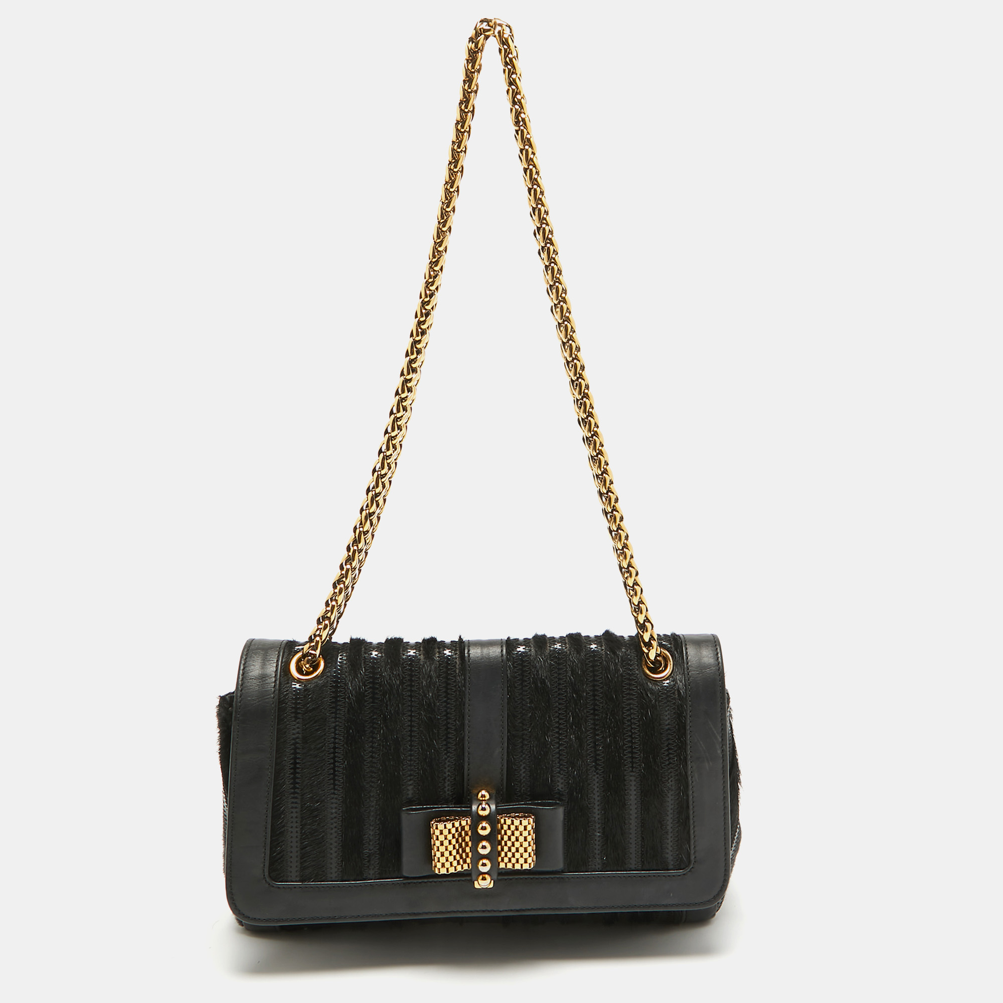 

Christian Louboutin Black Calf Hair and Leather Sweet Charity Shoulder Bag