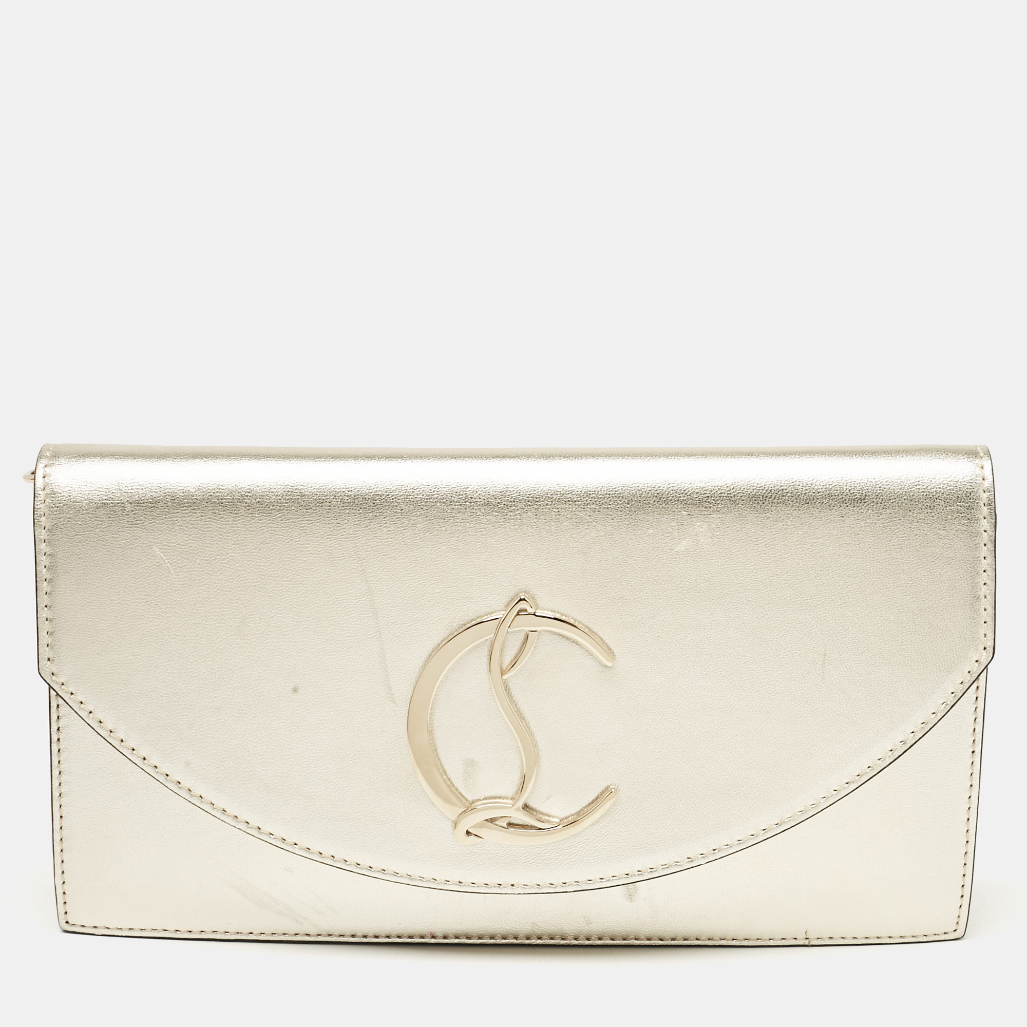 

Christian Louboutin Gold Leather Loubi54 Clutch Bag