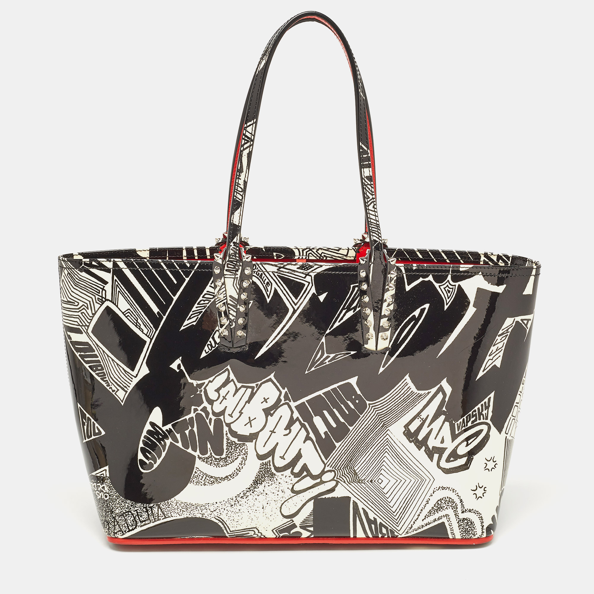 

Christian Louboutin Black/Cream Nicograf Patent Leather  Cabata Tote