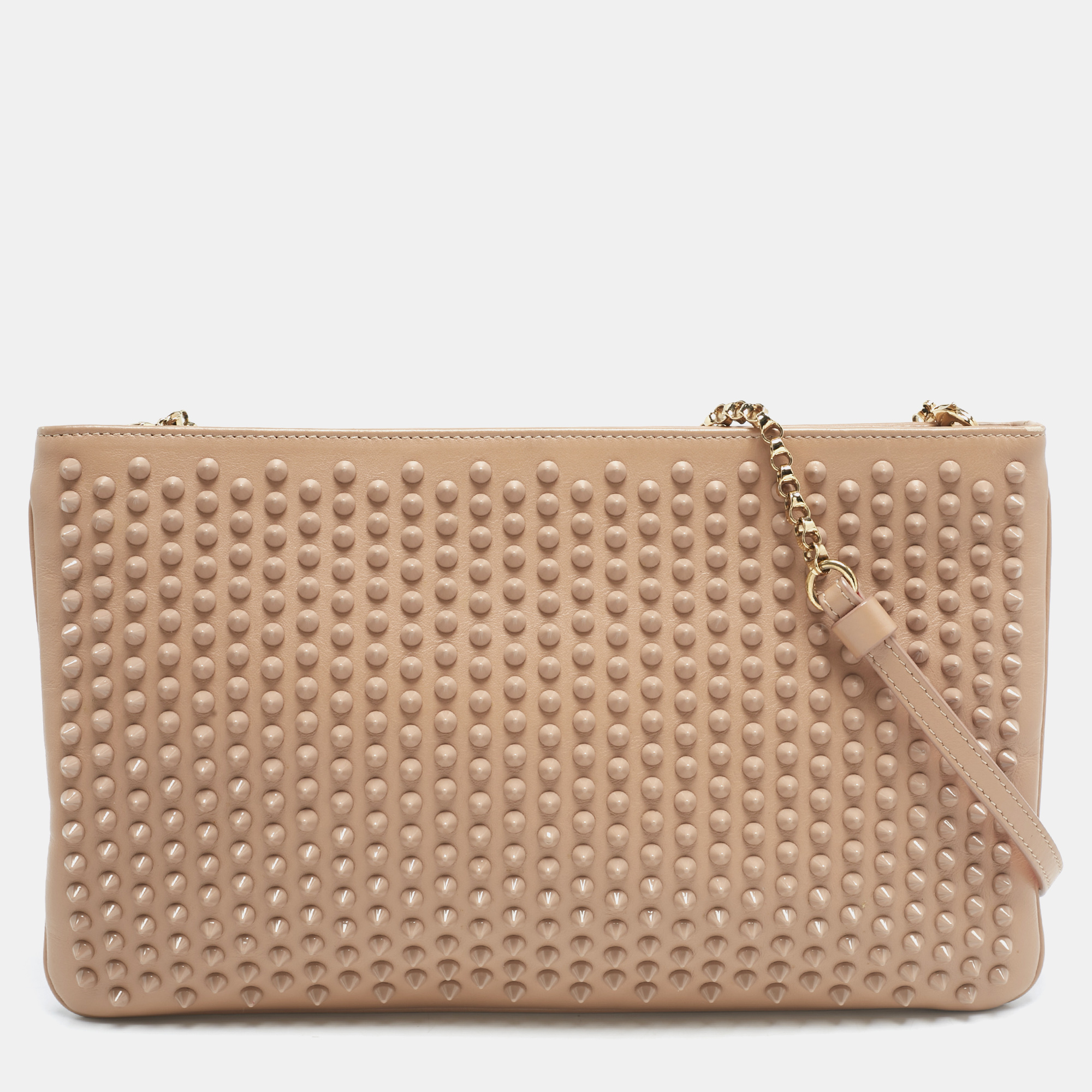 

Christian Louboutin Beige Leather Spiked Strap Pouch