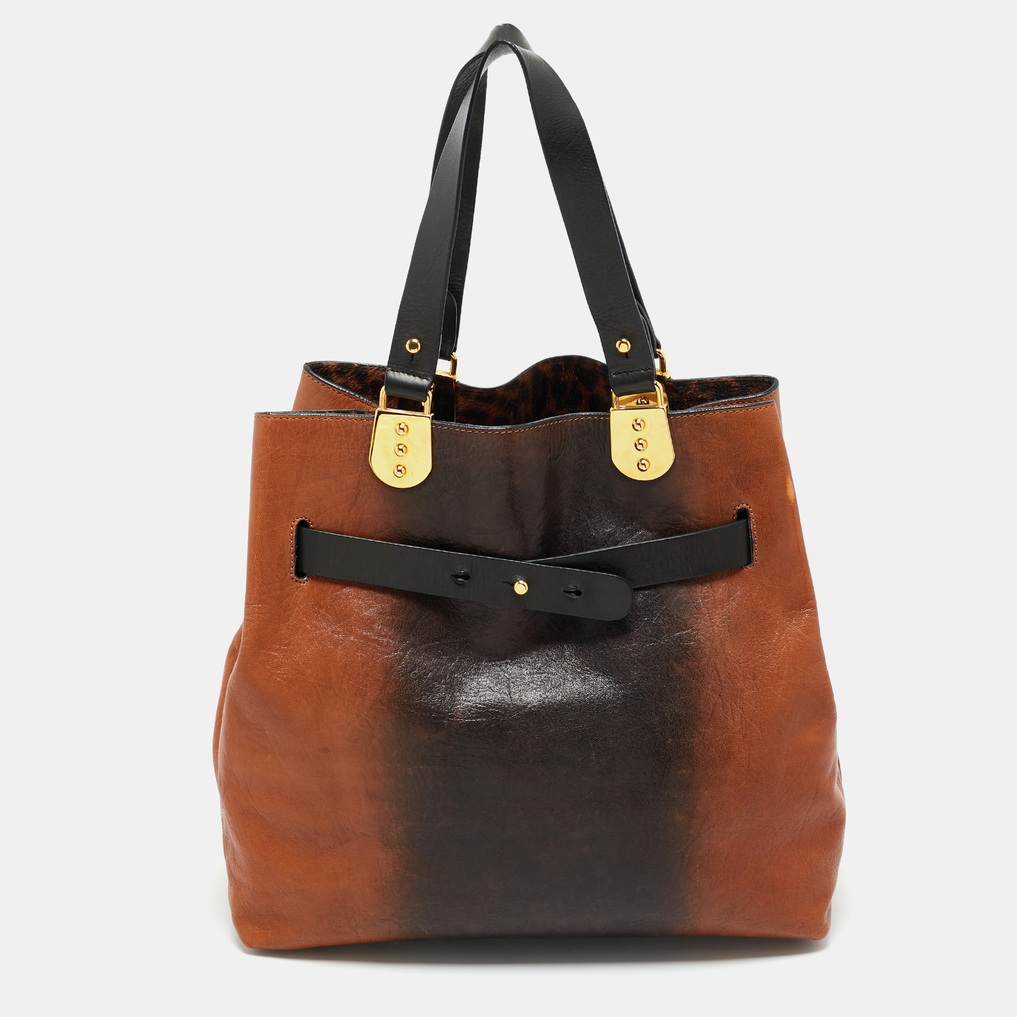 

Christian Louboutin Brown/Black Leather Sybil Tote
