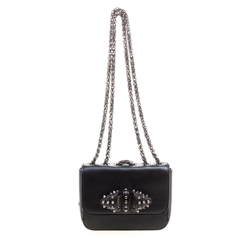 CHRISTIAN LOUBOUTIN Sweet Charity black studded spiked bow crossbody bag  clutch at 1stDibs