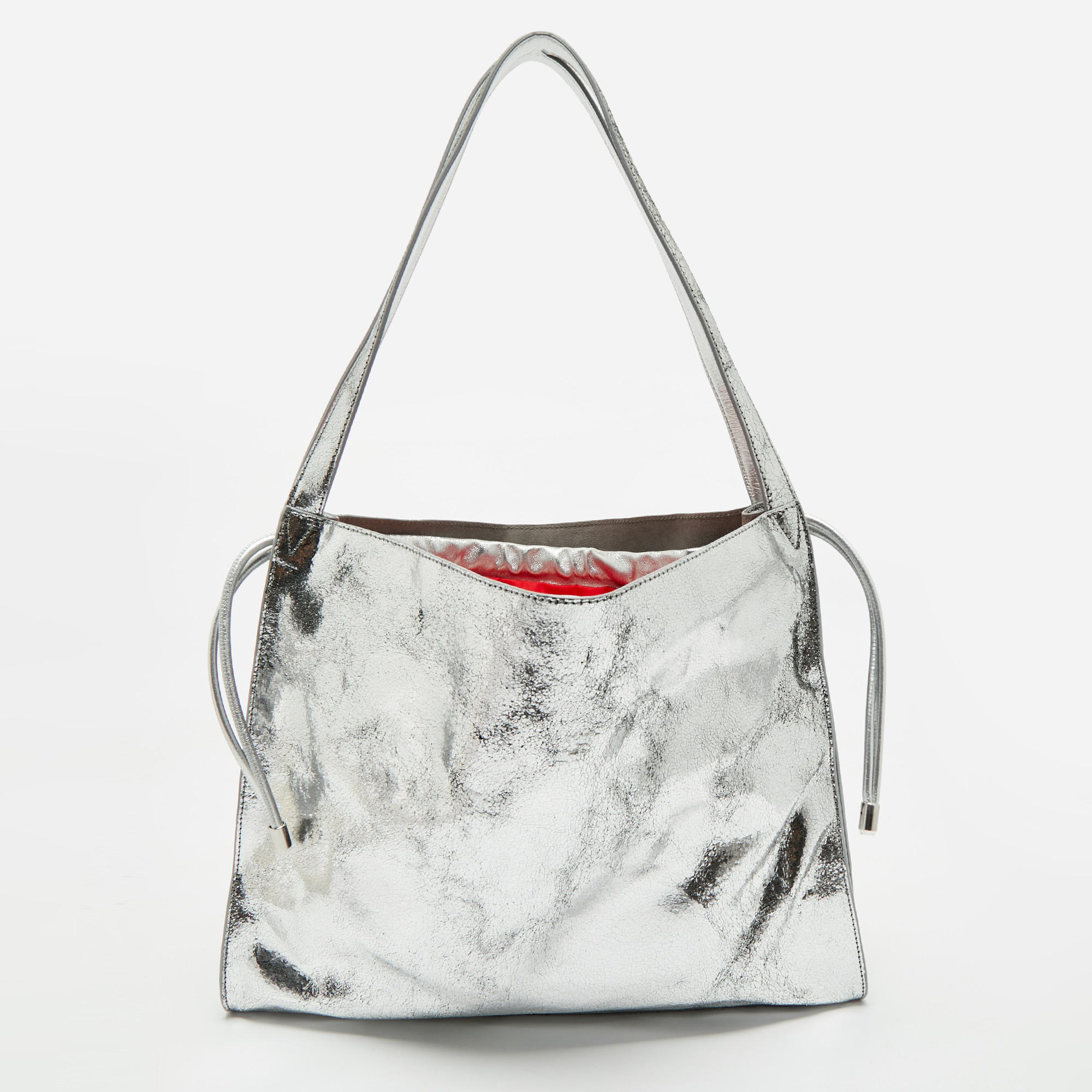 

Christian Louboutin Silver Crackled Patent Leather Le 54 Tote