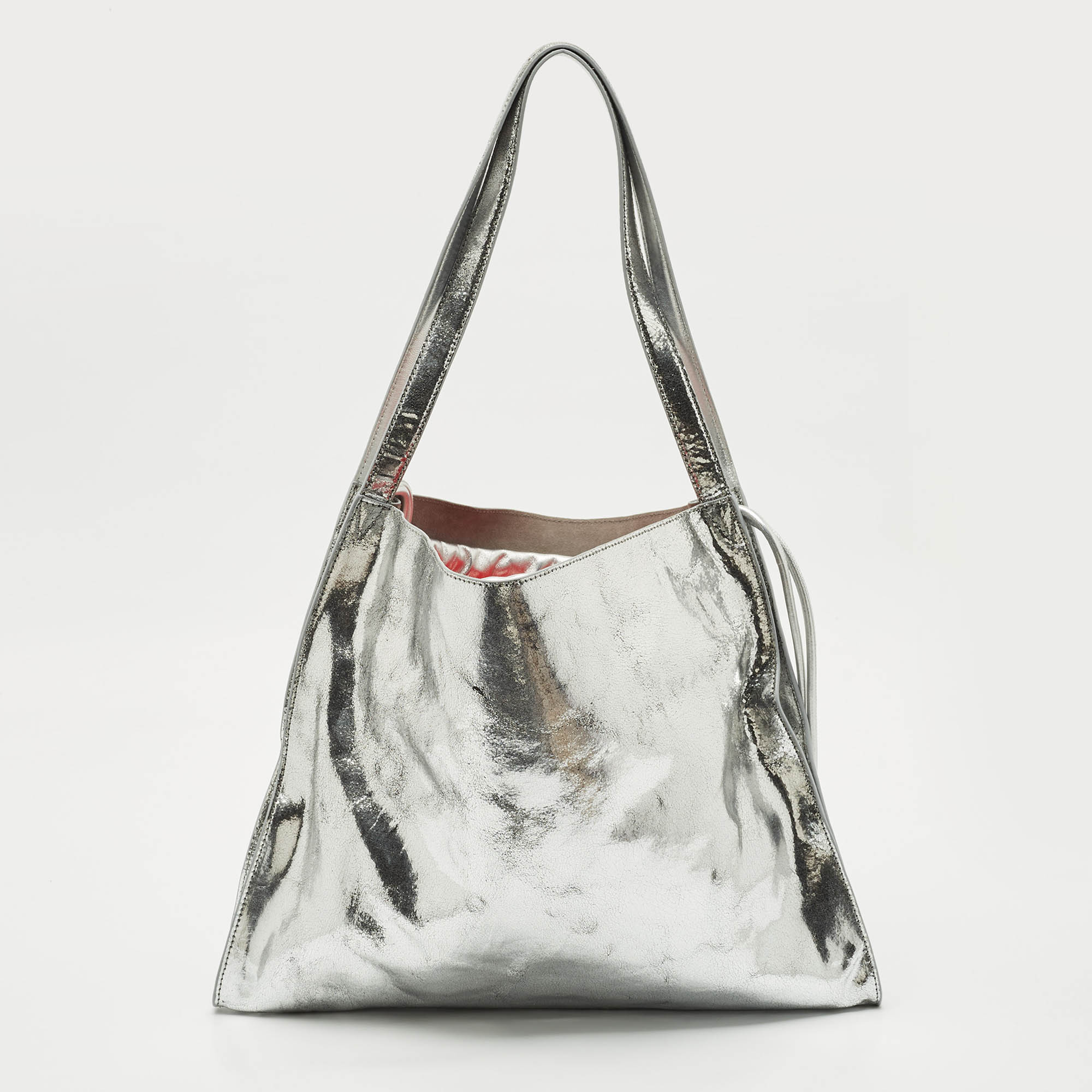 

Christian Louboutin Silver Crackled Laminated Leather Le 54 Tote