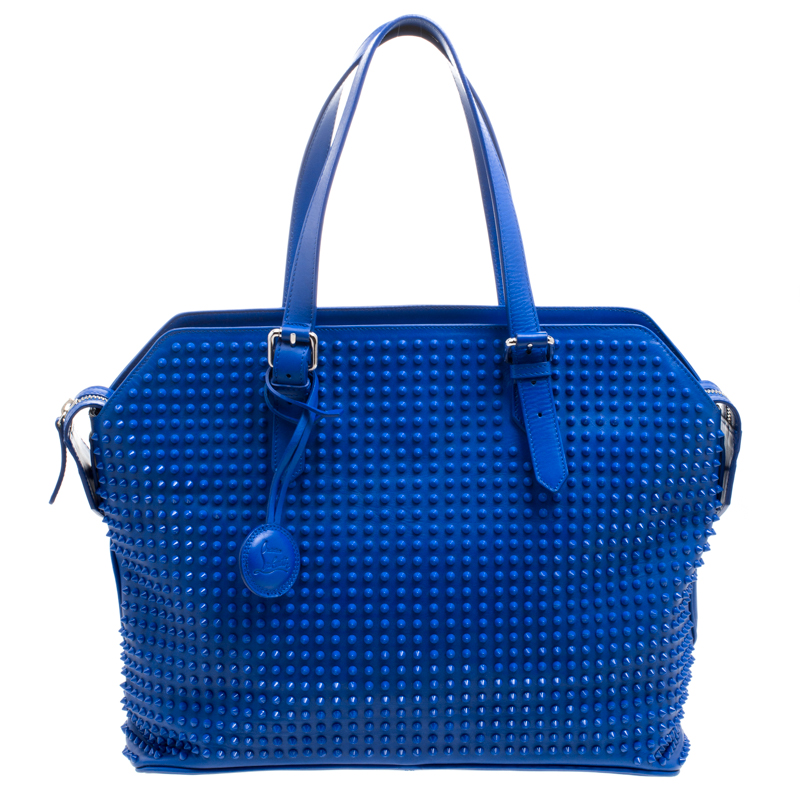 Christian Louboutin Blue Leather Syd Studded Shopper Tote Christian ...