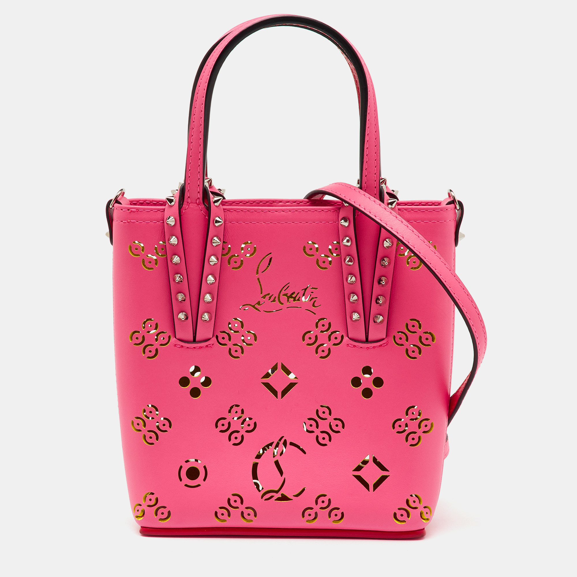 

Christian Louboutin Pink Perforated Leather Mini Cabata Loubinthesky Tote