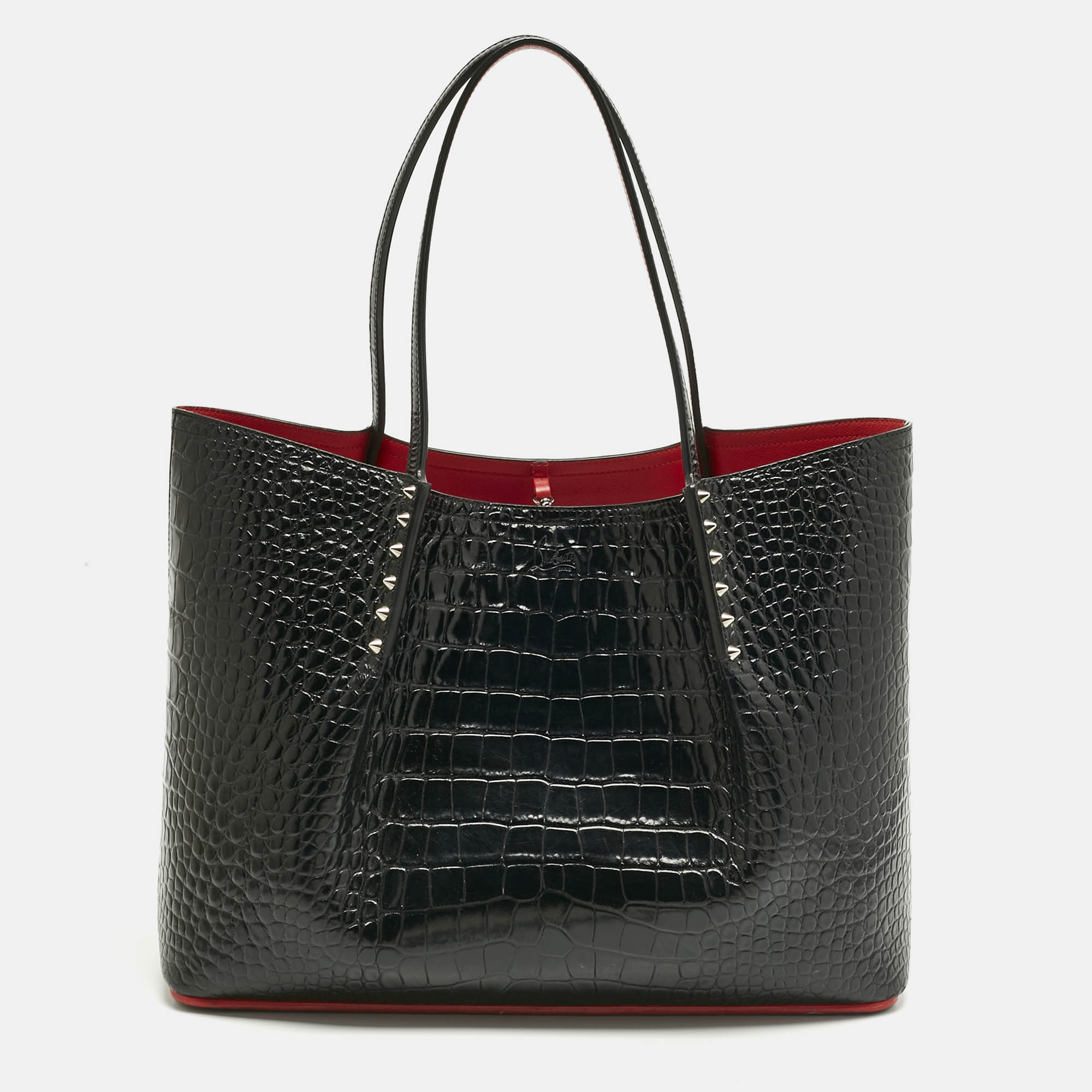 

Christian Louboutin Black Croc Embossed Leather Cabarock Shopper Tote