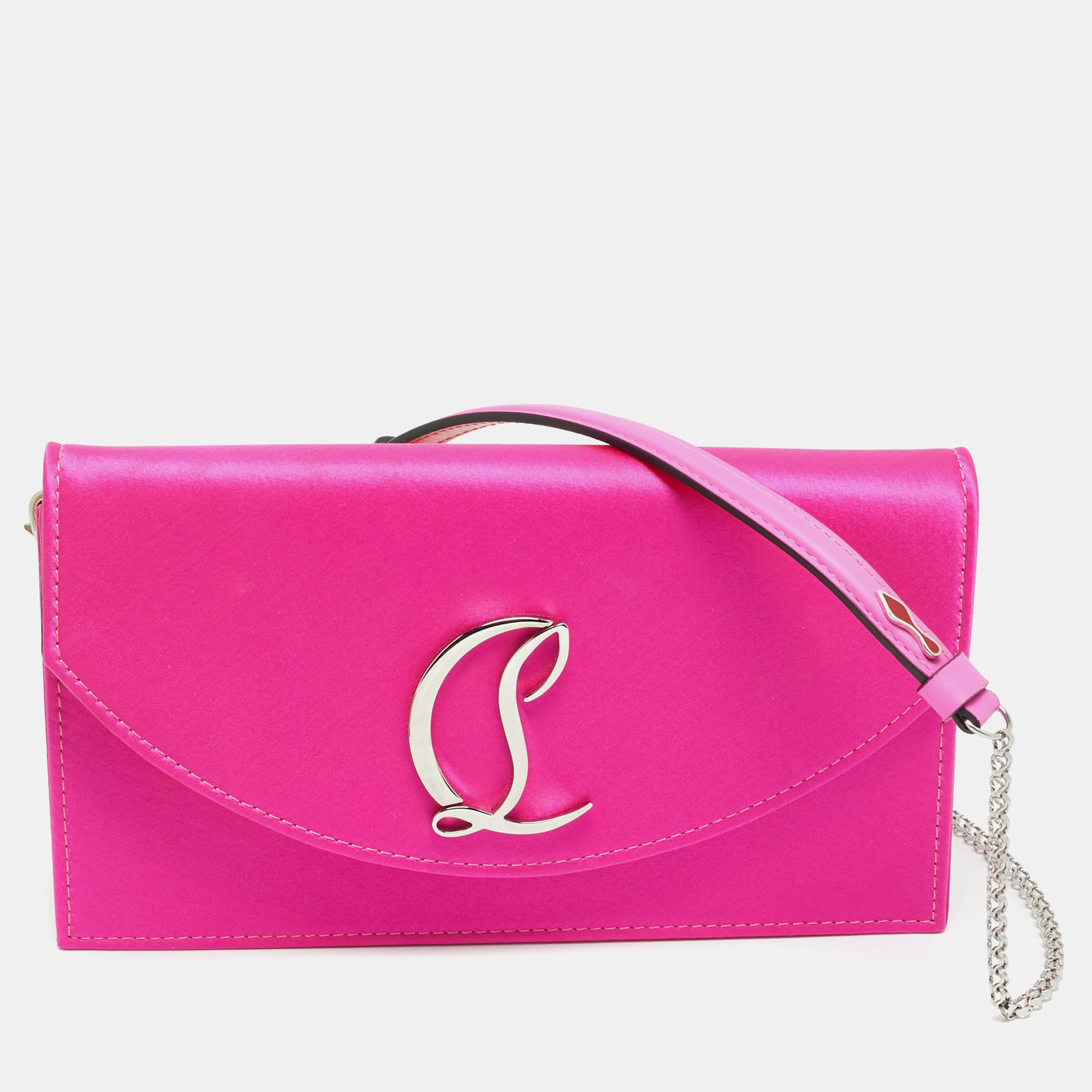 

Christian Louboutin Loubi54 Pink Satin Clutch Bag