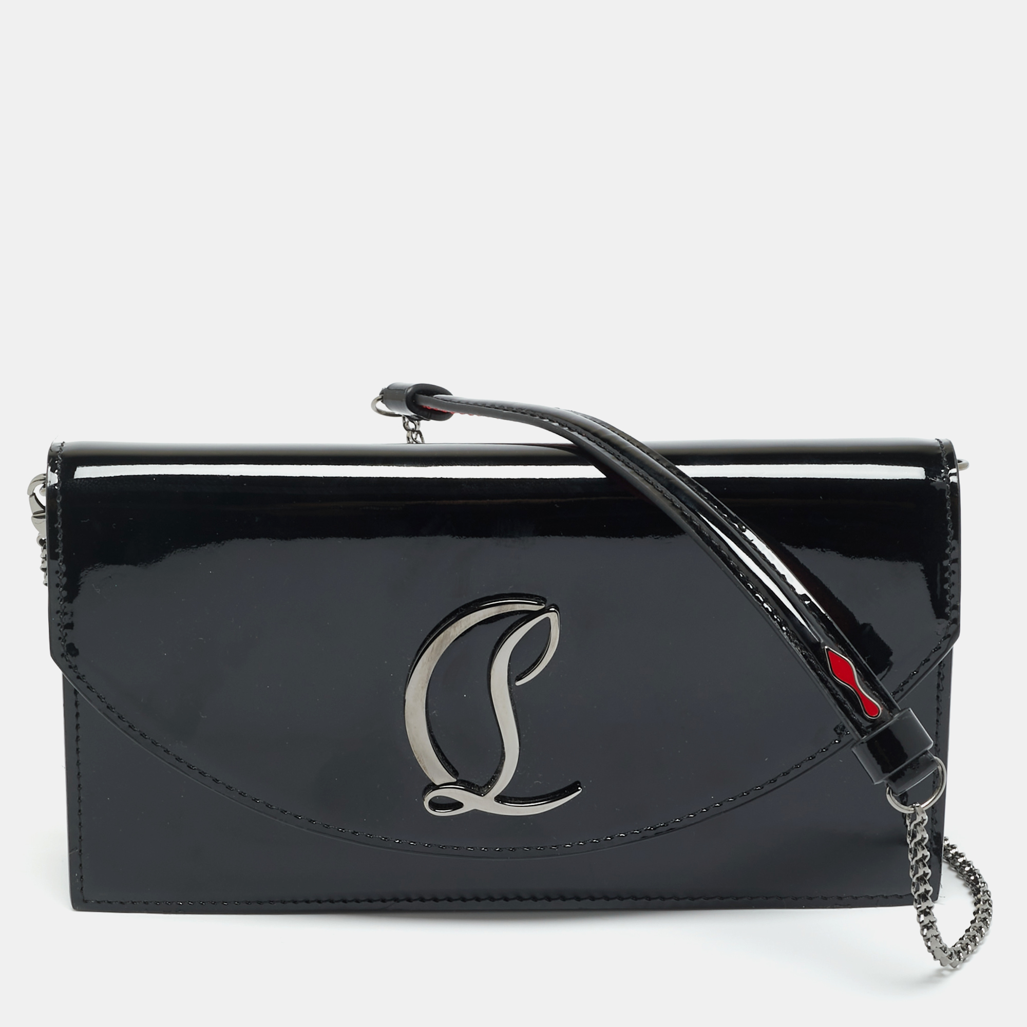 

Christian Louboutin Loubi54 Black Patent Leather Wallet On Chain