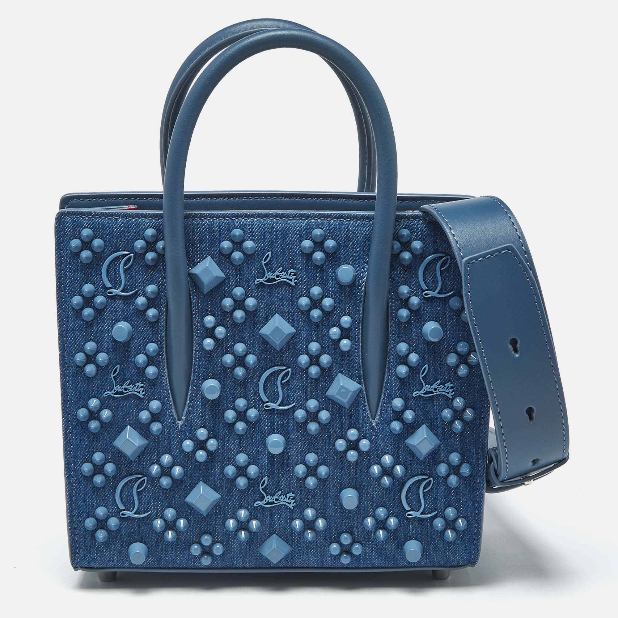 

Christian Louboutin Paloma Spike Blue Denim and Leather Tote