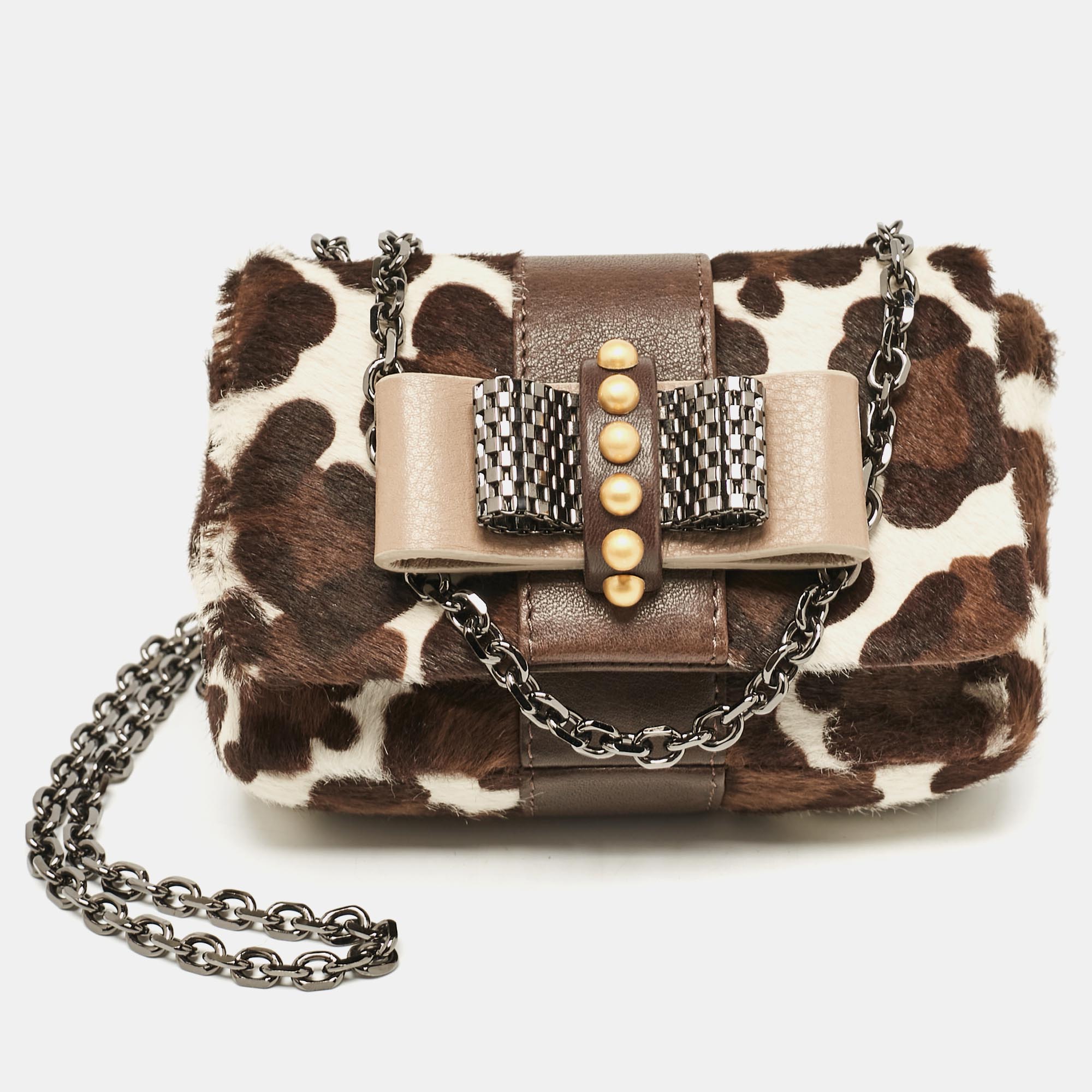 

Christian Louboutin White Animal Print Calfhair Mini Sweet Charity Shoulder Bag, Black