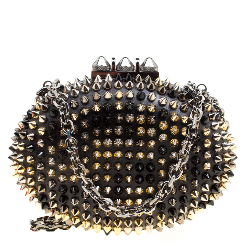Christian Louboutin Black Leather Spikes Mina Clutch