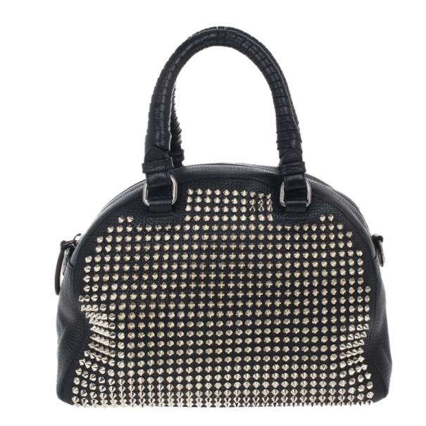مملوكة مسبقًا Christian Louboutin Panettone Spiked Black Leather Satchel