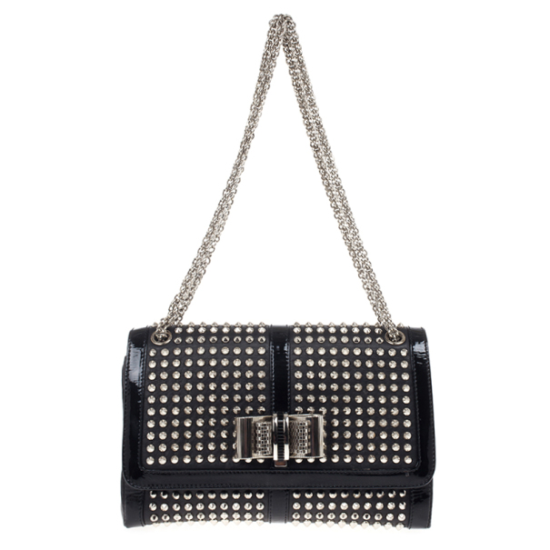 Christian Louboutin Black Sweet Charity Studded Leather Shoulder Bag