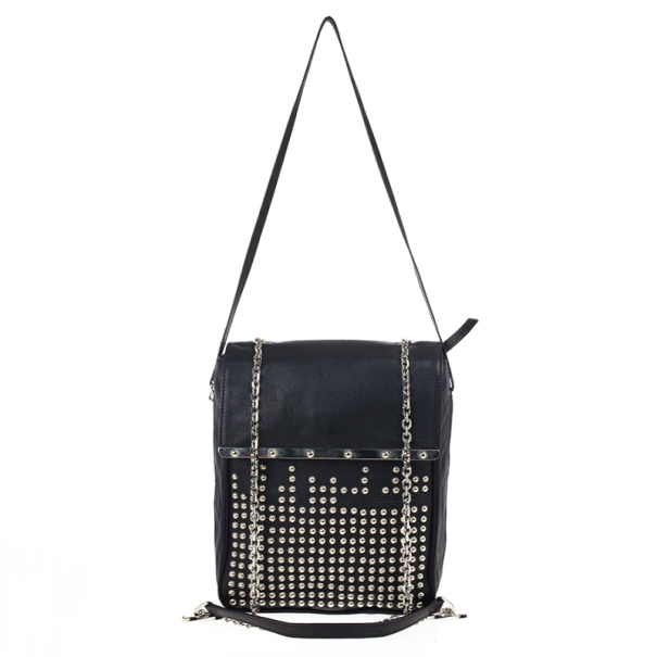 مملوكة مسبقًا Christian Louboutin Black Edie Studded Leather Shoulder Bag