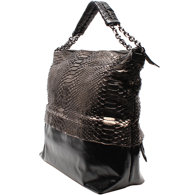 

Christian Louboutin Black Python Leather Chain Shoulder Bag