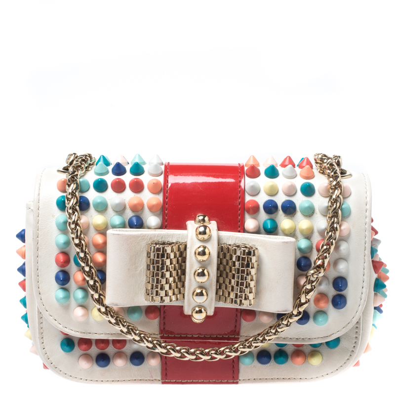 Christian Louboutin Multicolor Patent Leather Mini Spiked Sweet Charity Crossbody Bag