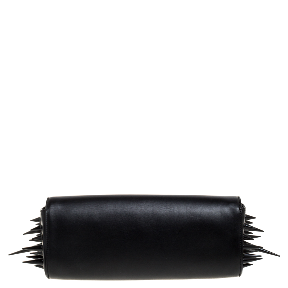 Christian Louboutin Black Leather Marquise Spiked Clutch