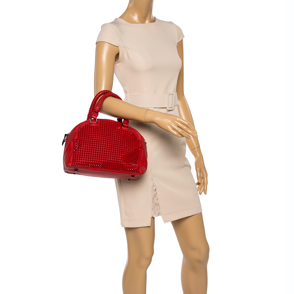 

Christian Louboutin Red Leather Panettone Spiked Satchel