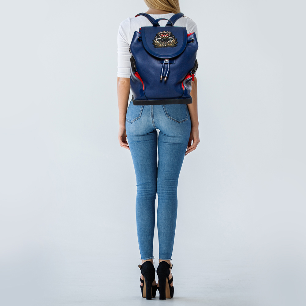 

Christian Louboutin Blue/Red Leather and Rubber Explorafunk Backpack