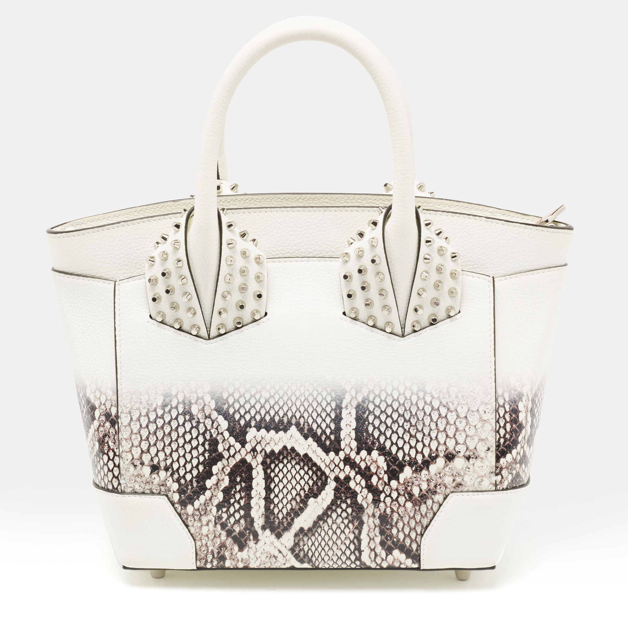 Christian Louboutin White Snakeskin Effect Leather Small Eloise Satchel