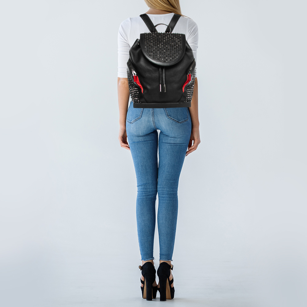 

Christian Louboutin Black/Red Leather and Rubber Explorafunk Backpack