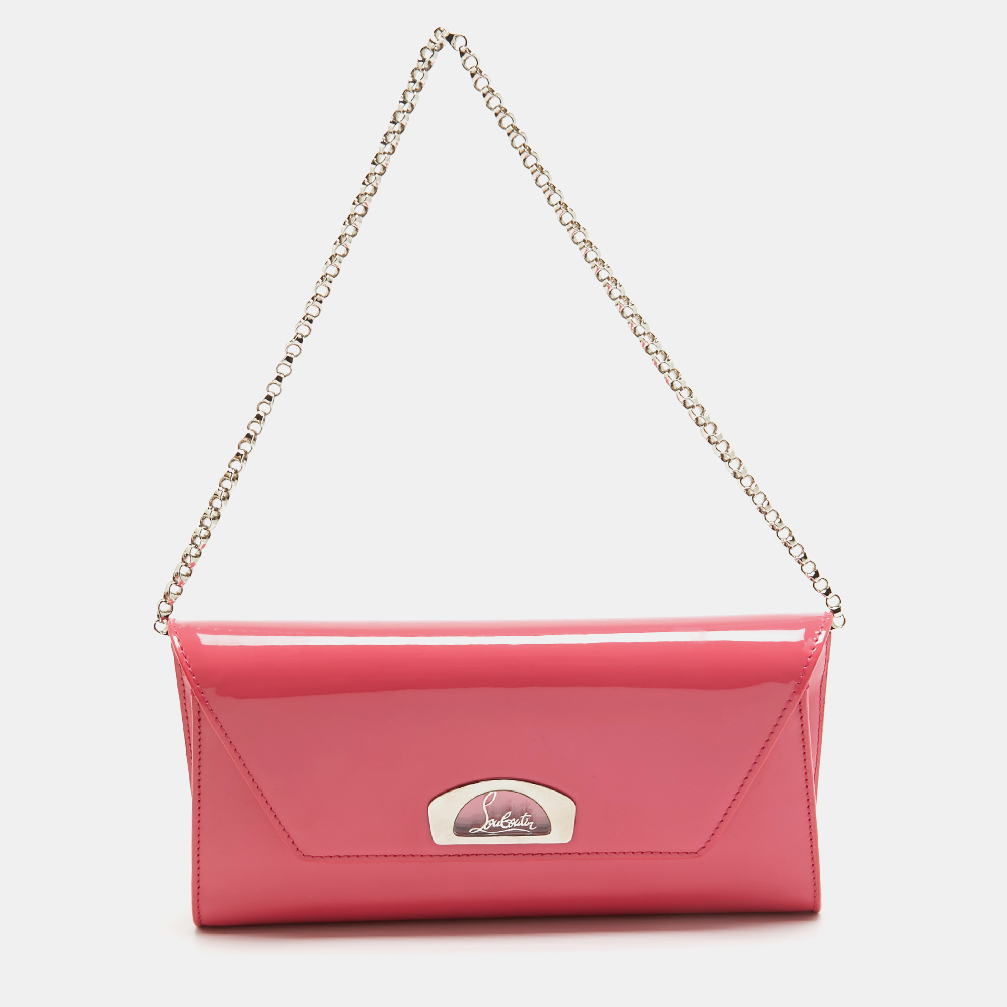 

Christian Louboutin Pink Patent Leather Vero Dodat Chain Clutch