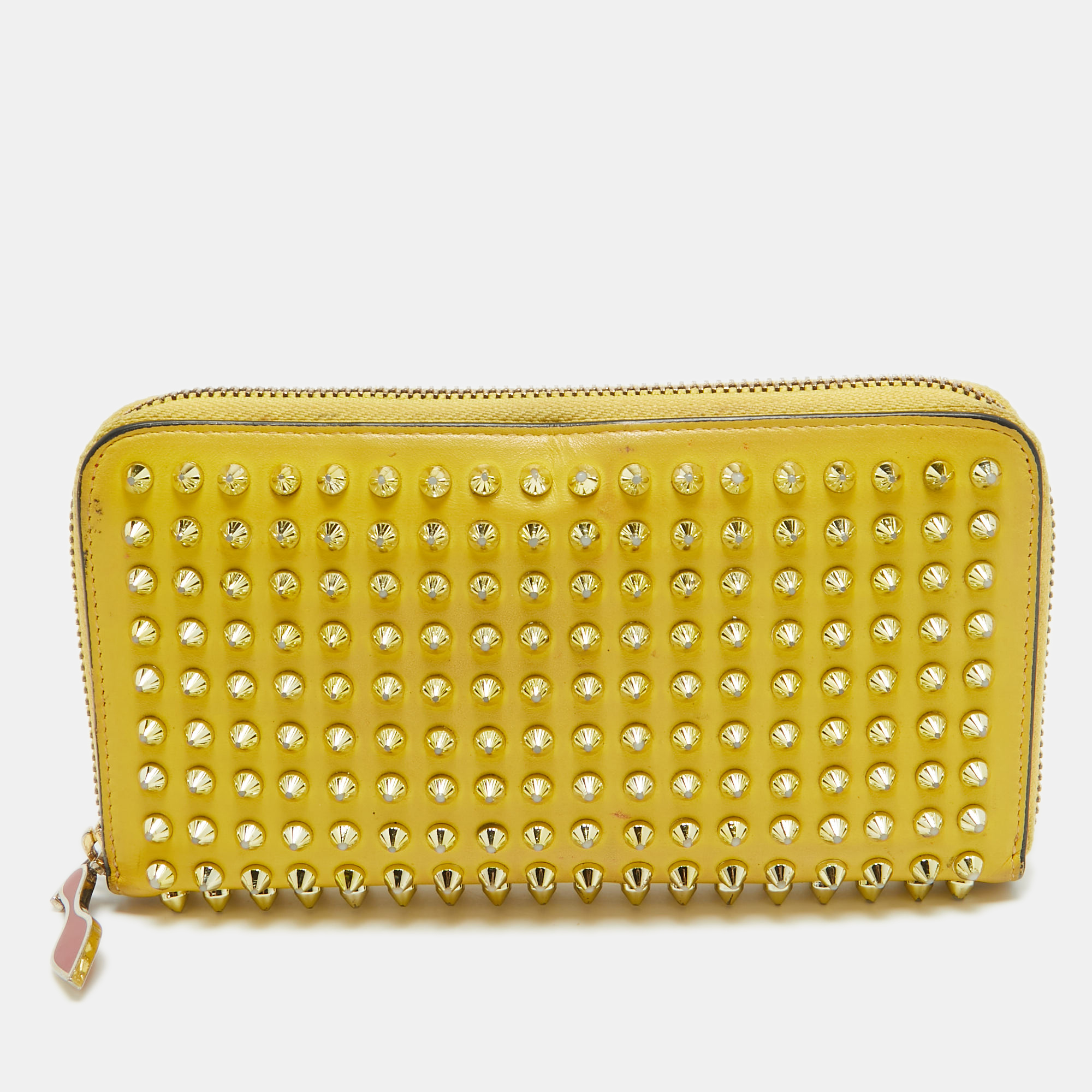 Pre-owned Christian Louboutin Yellow Leather Panettone Continental Wallet