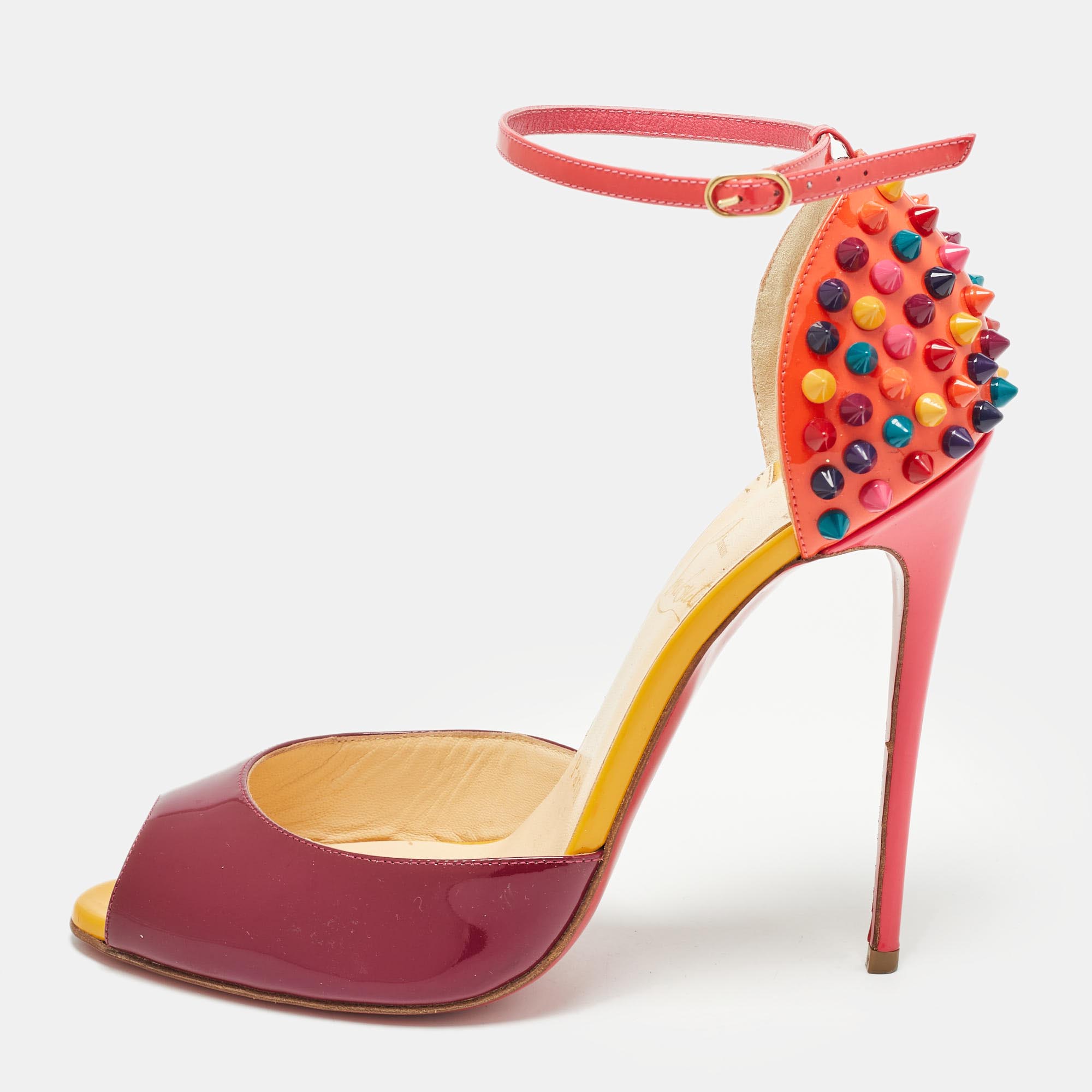 

Christian Louboutin Multicolor Patent Leather Pina Spike Sandals Size