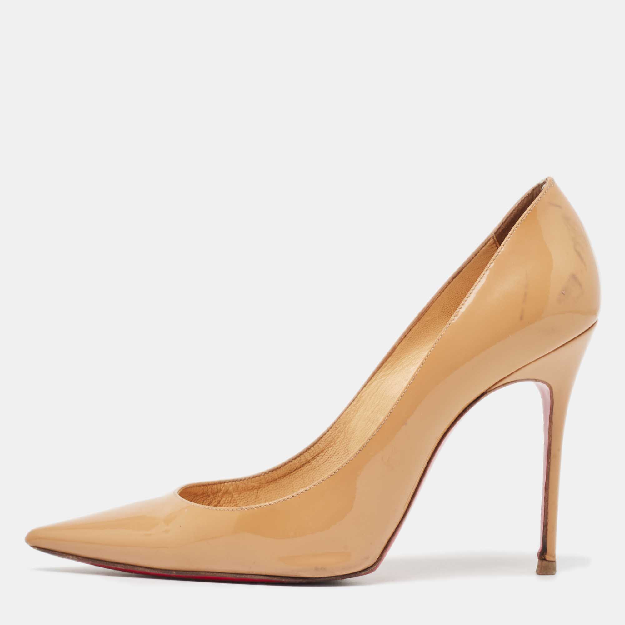 

Christian Louboutin Beige Patent Leather Kate Pumps Size