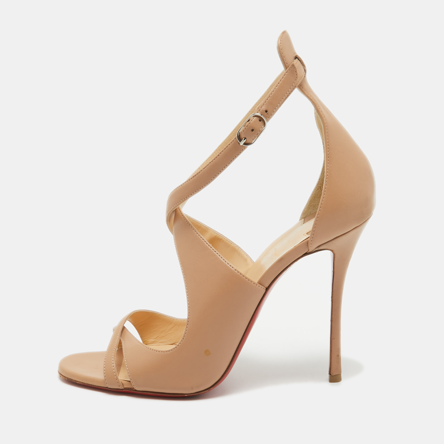 

Christian Louboutin Beige Leather Malefissima Ankle Strap Sandals Size