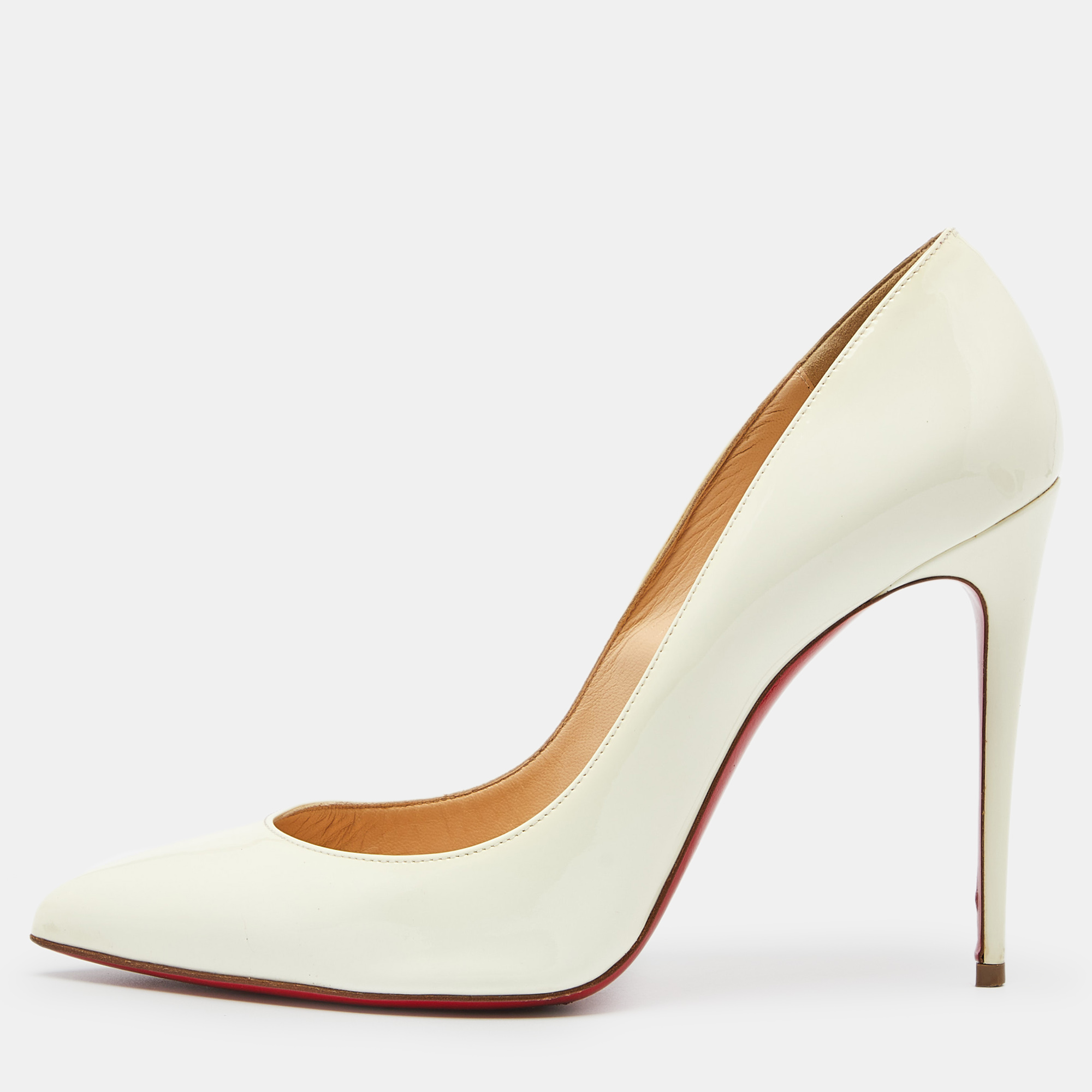 

Christian Louboutin Cream Patent Leather So Kate Pointed Toe Pumps Size