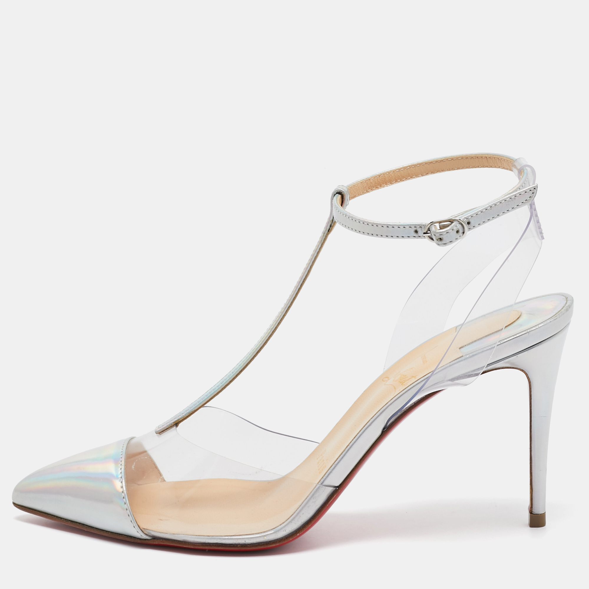 

Christian Louboutin Transparent Nosy Ankle Strap Pumps Size