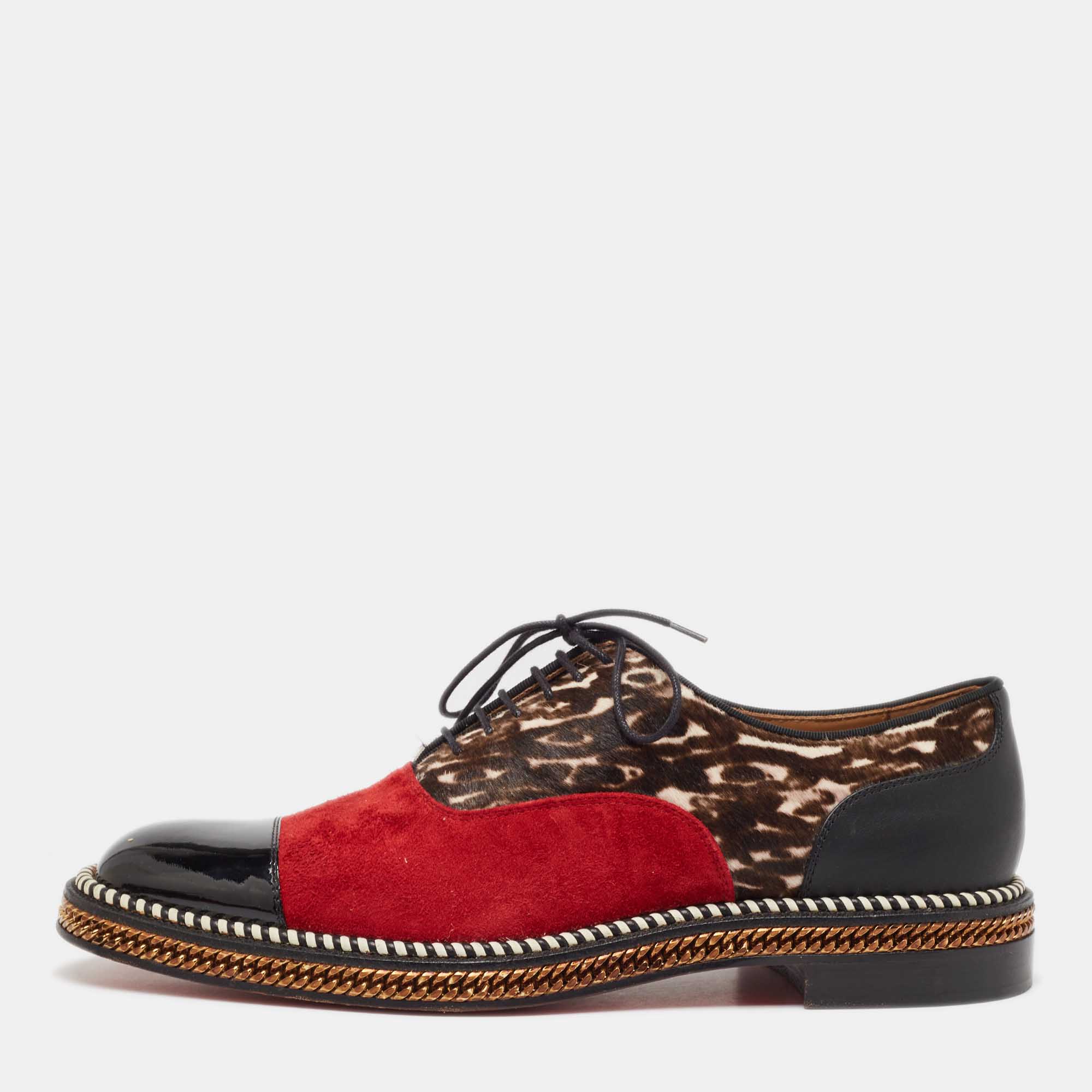 

Christian Louboutin Multicolor Suede and Calf Hair Lace Up Oxfords Size