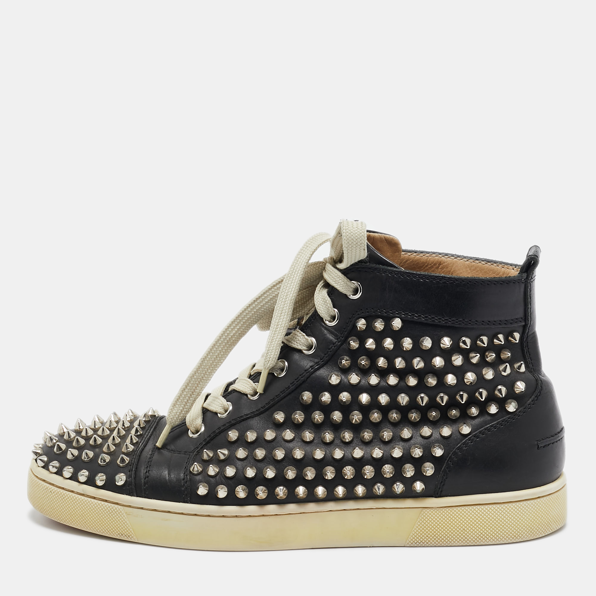 

Christian Louboutin Black Leather Louis High Sneakers Size