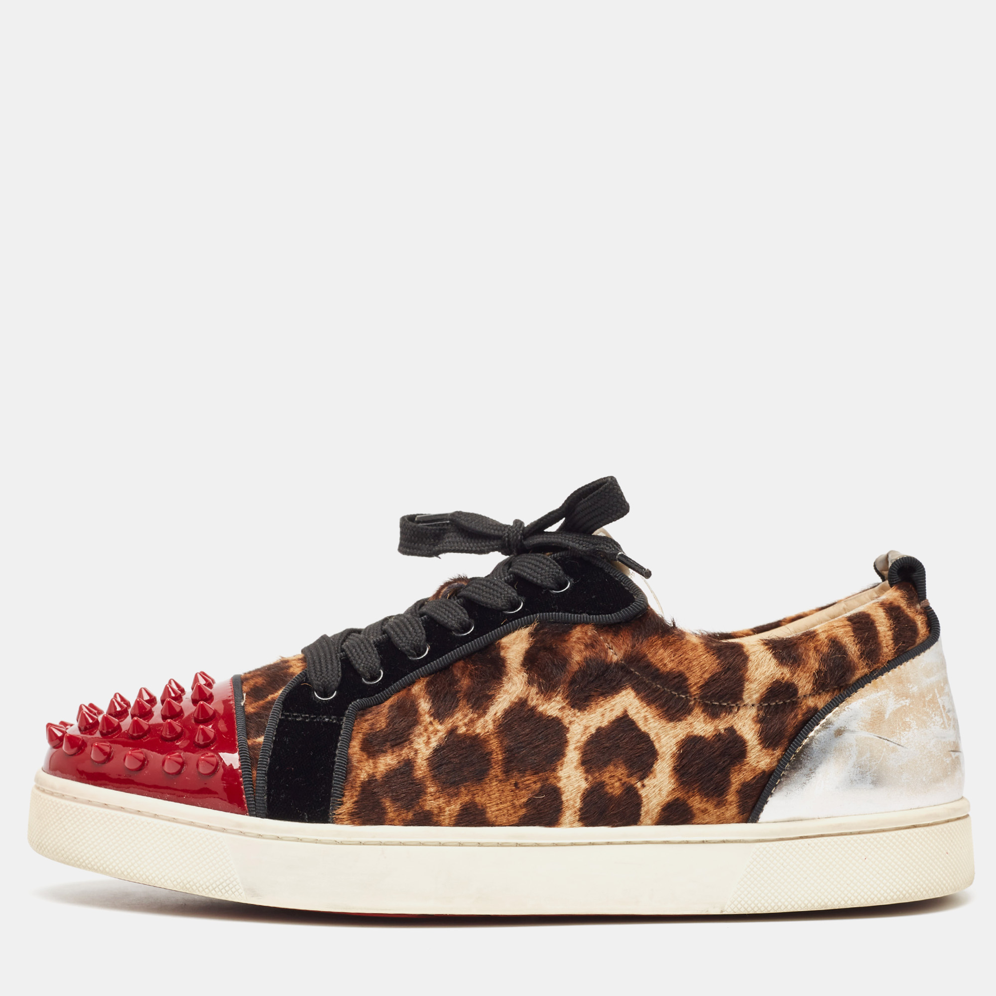

Christian Louboutin Multicolor Calf Hair and Leather Low Top Sneakers Size