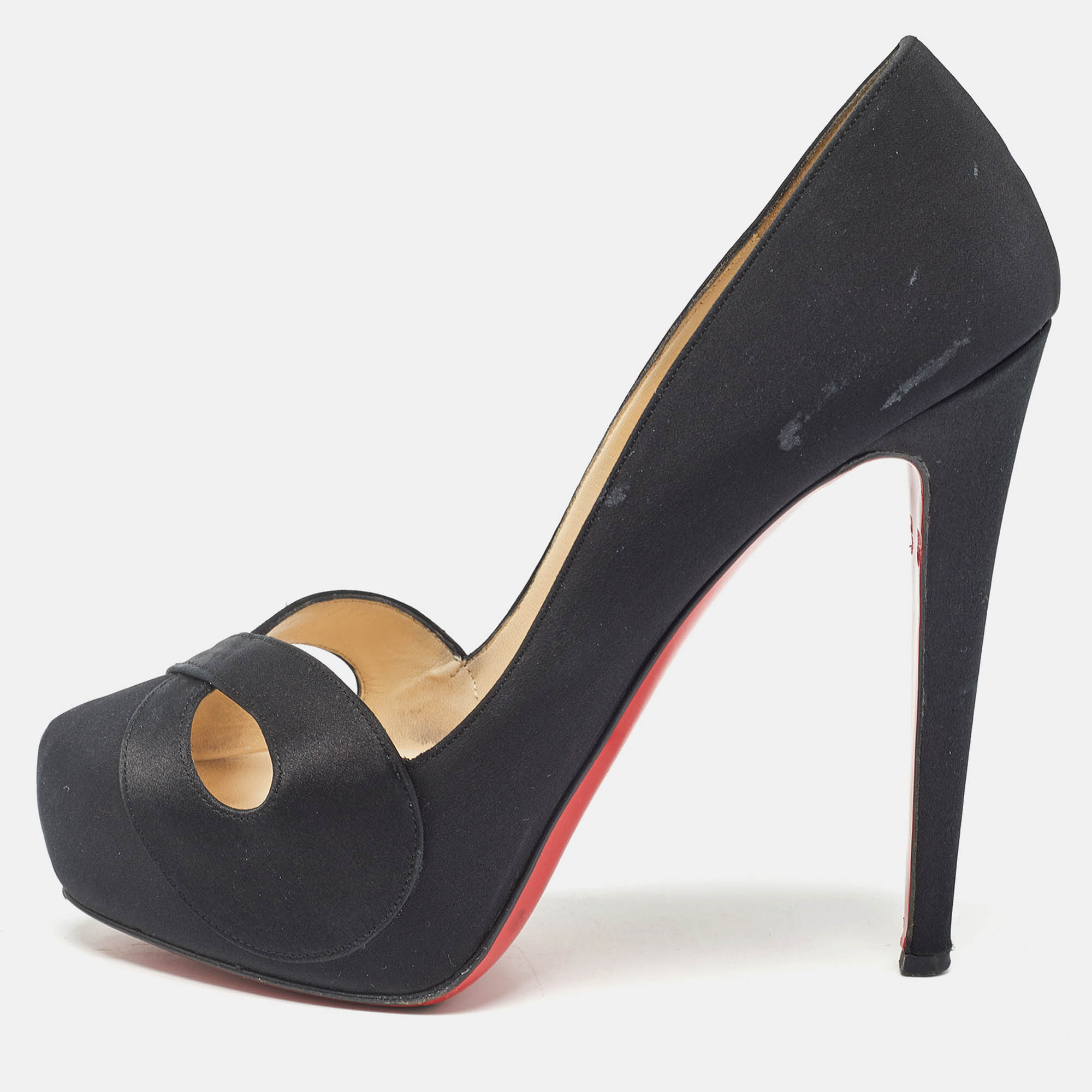 

Christian Louboutin Black Satin Boucoulou Pumps Size
