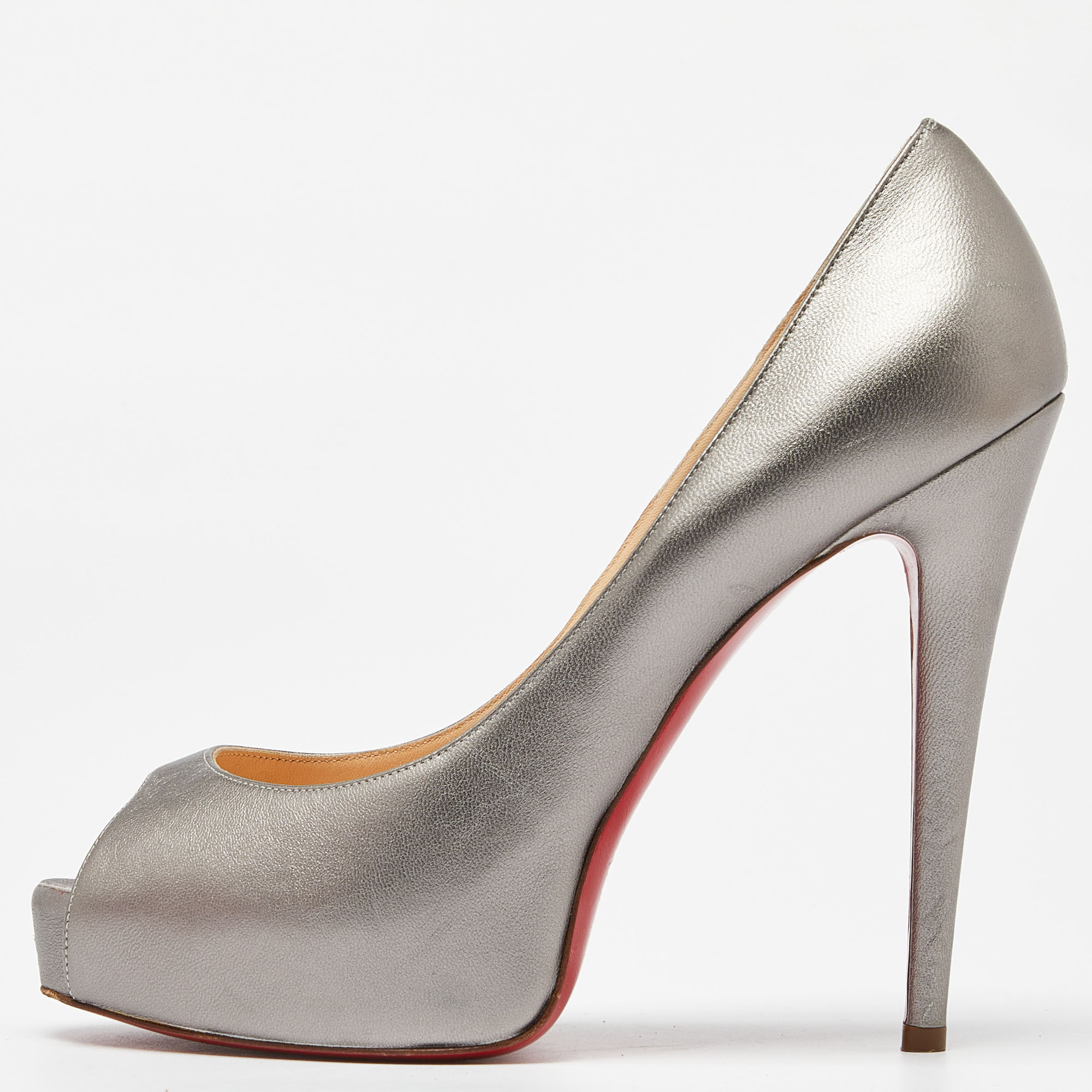 

Christian Louboutin Silver Leather Very Prive Pumps Size