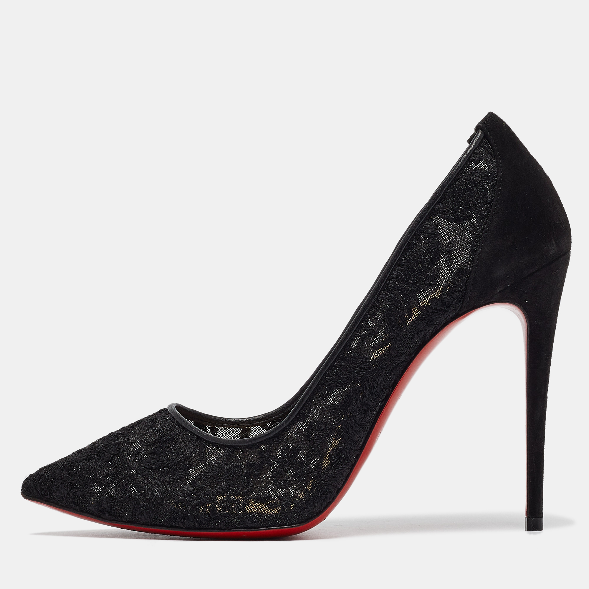 

Christian Louboutin Black Mesh and Suede Follies Pumps Size