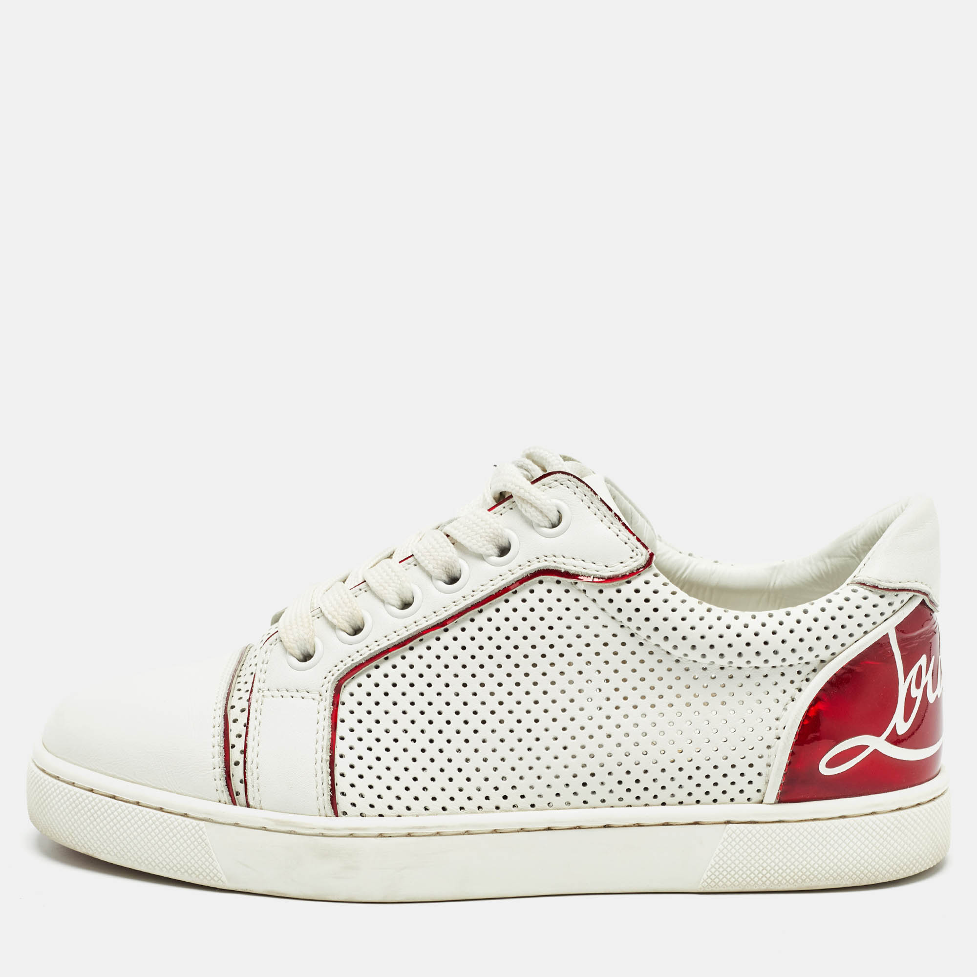 

Christian Louboutin White Leather and PVC Trimmed Fun Vieira Trainers Size