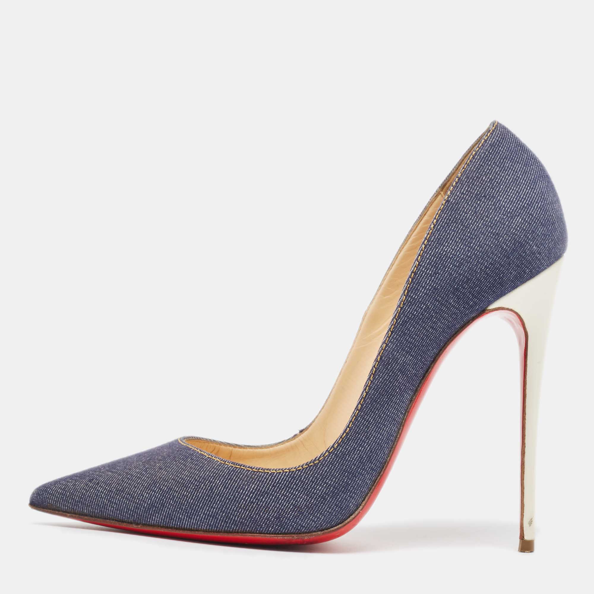 

Christian Louboutin Blue Denim So Kate 120 Pumps Size