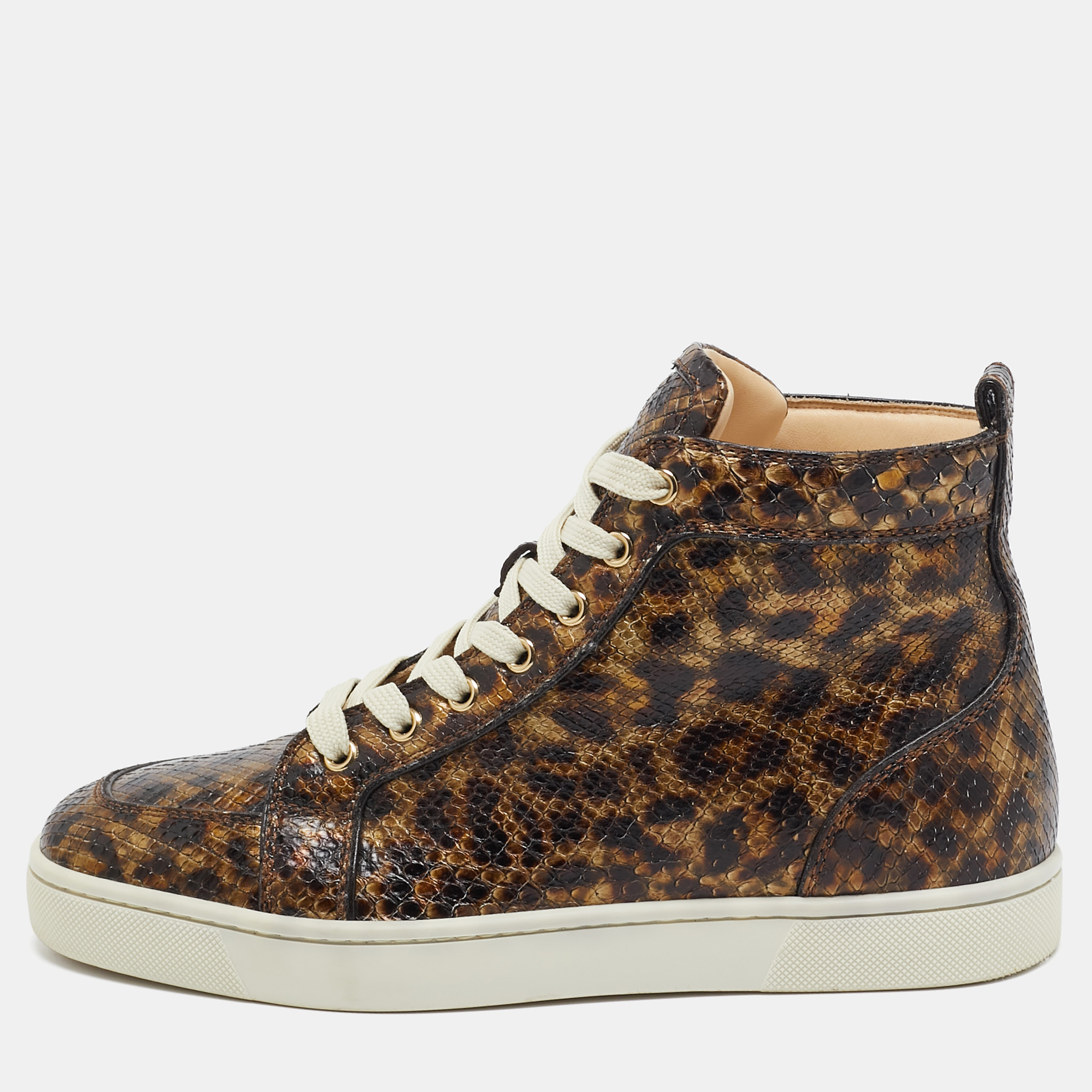 

Christian Louboutin Brown Python Louis High Top Sneakers Size