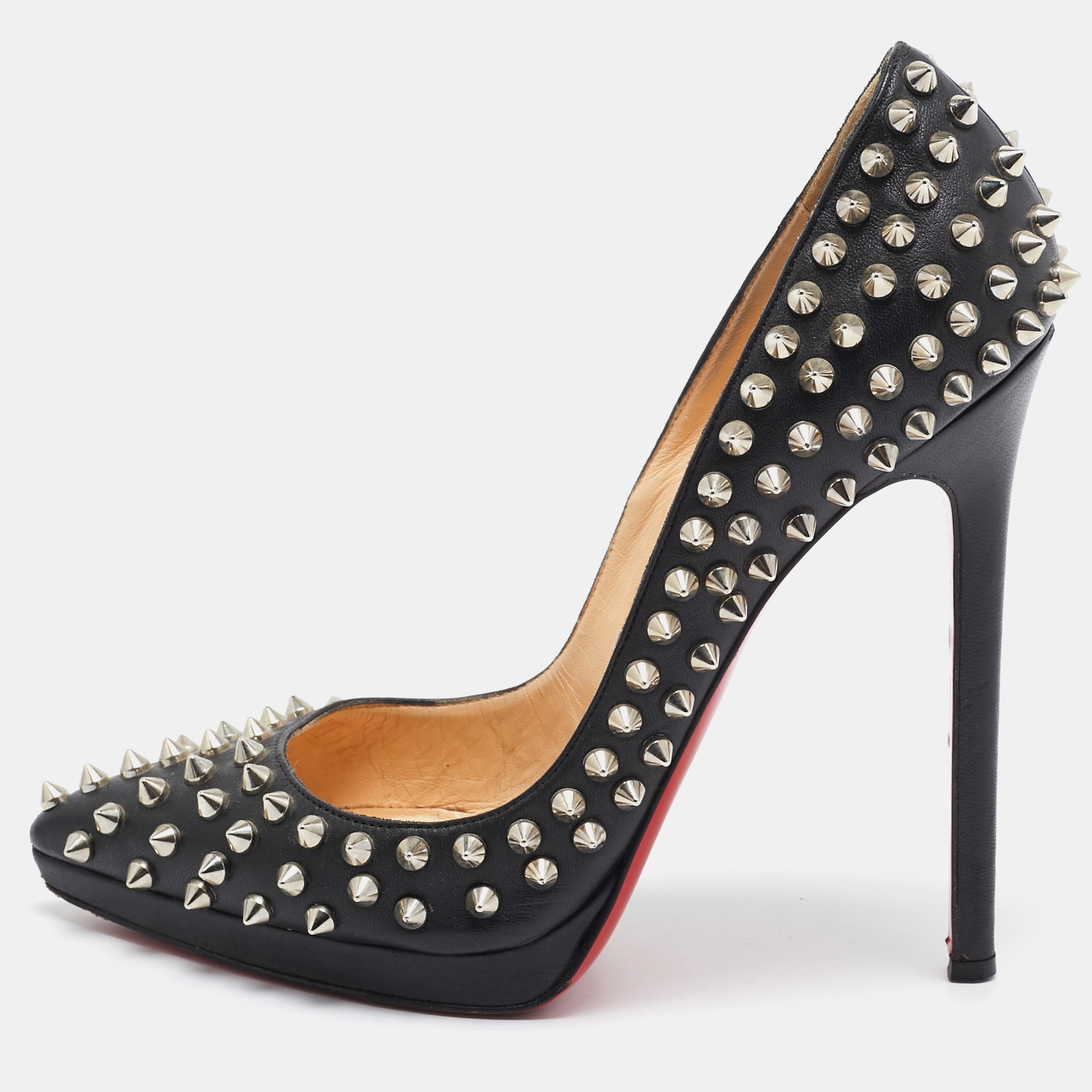 

Christian Louboutin Black Leather Pigalle Plato Spike Pumps Size