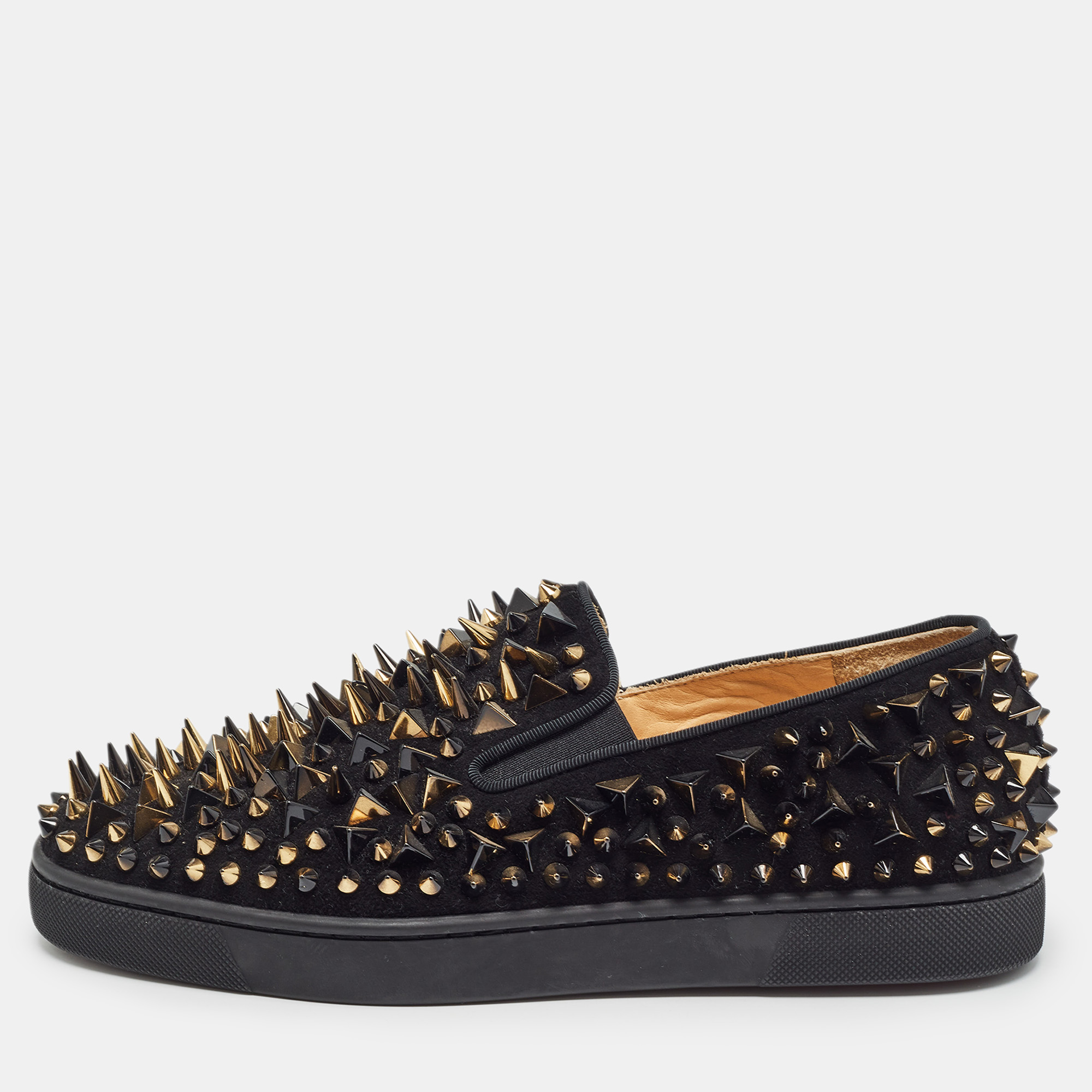 

Christian Louboutin Black Suede Spike Loafers Size