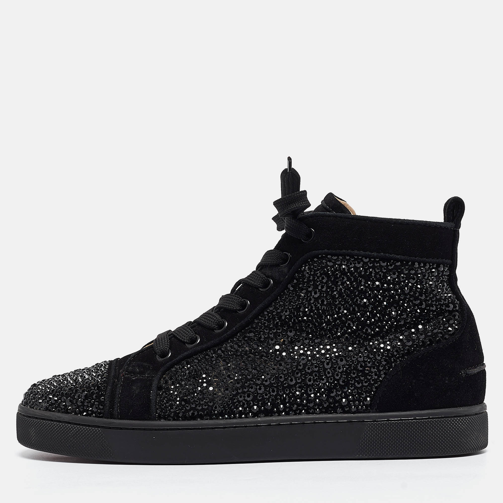 

Christian Louboutin Black Suede Louis Strass High Top Sneakers Size