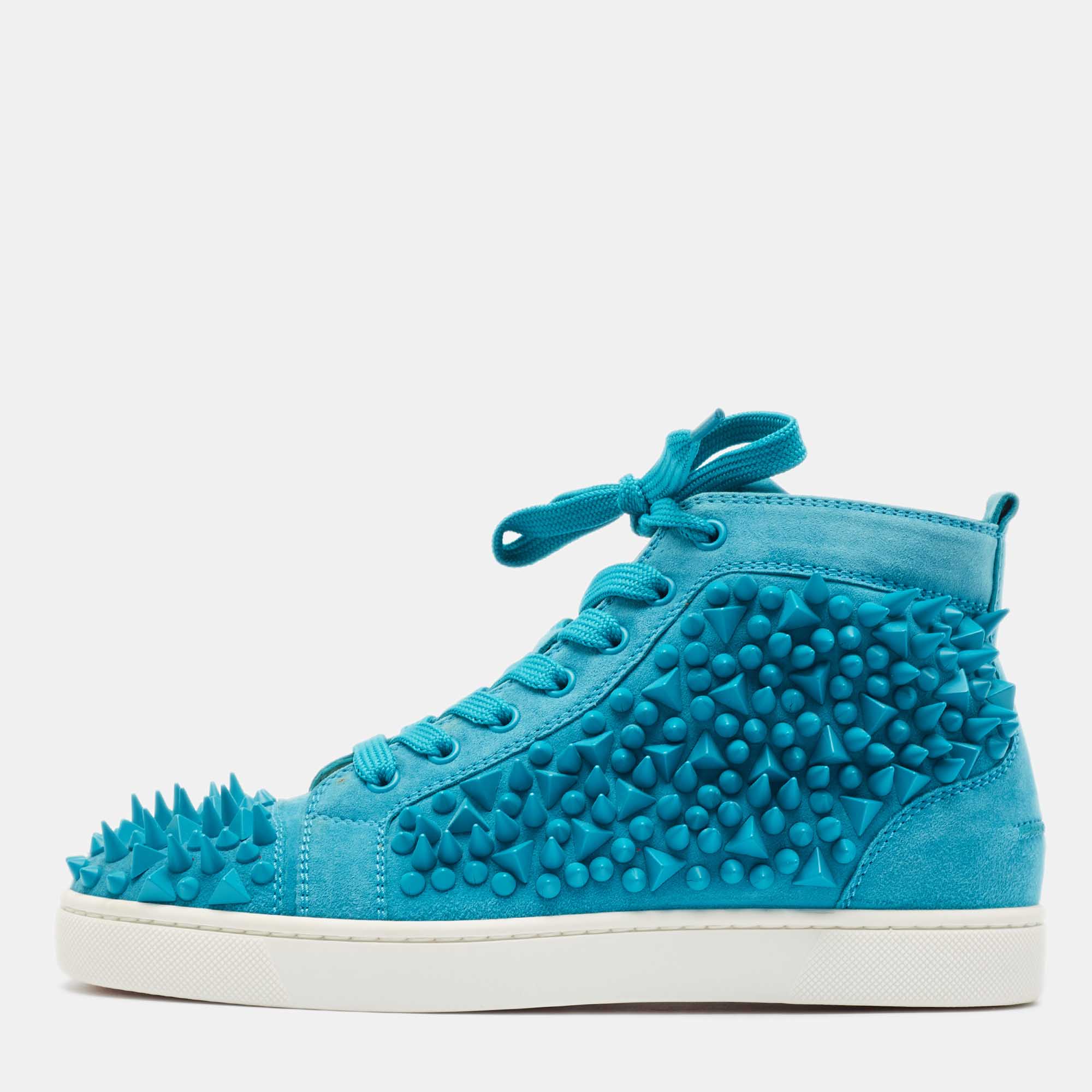 

Christian Louboutin Blue Suede Pik Pik Louis High Top Sneakers Size